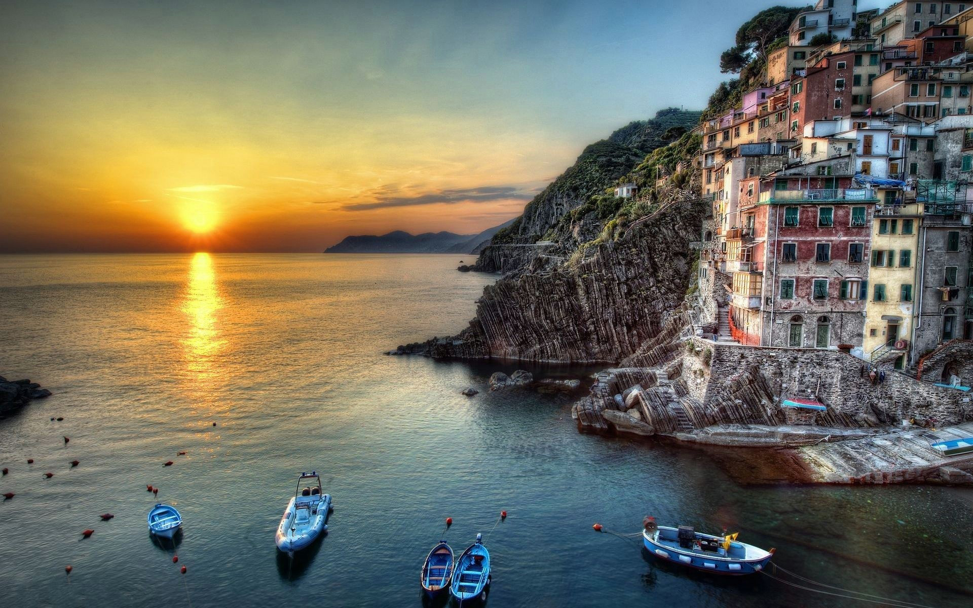 Free download wallpaper Sunset, Sea, Landscape, Nature on your PC desktop