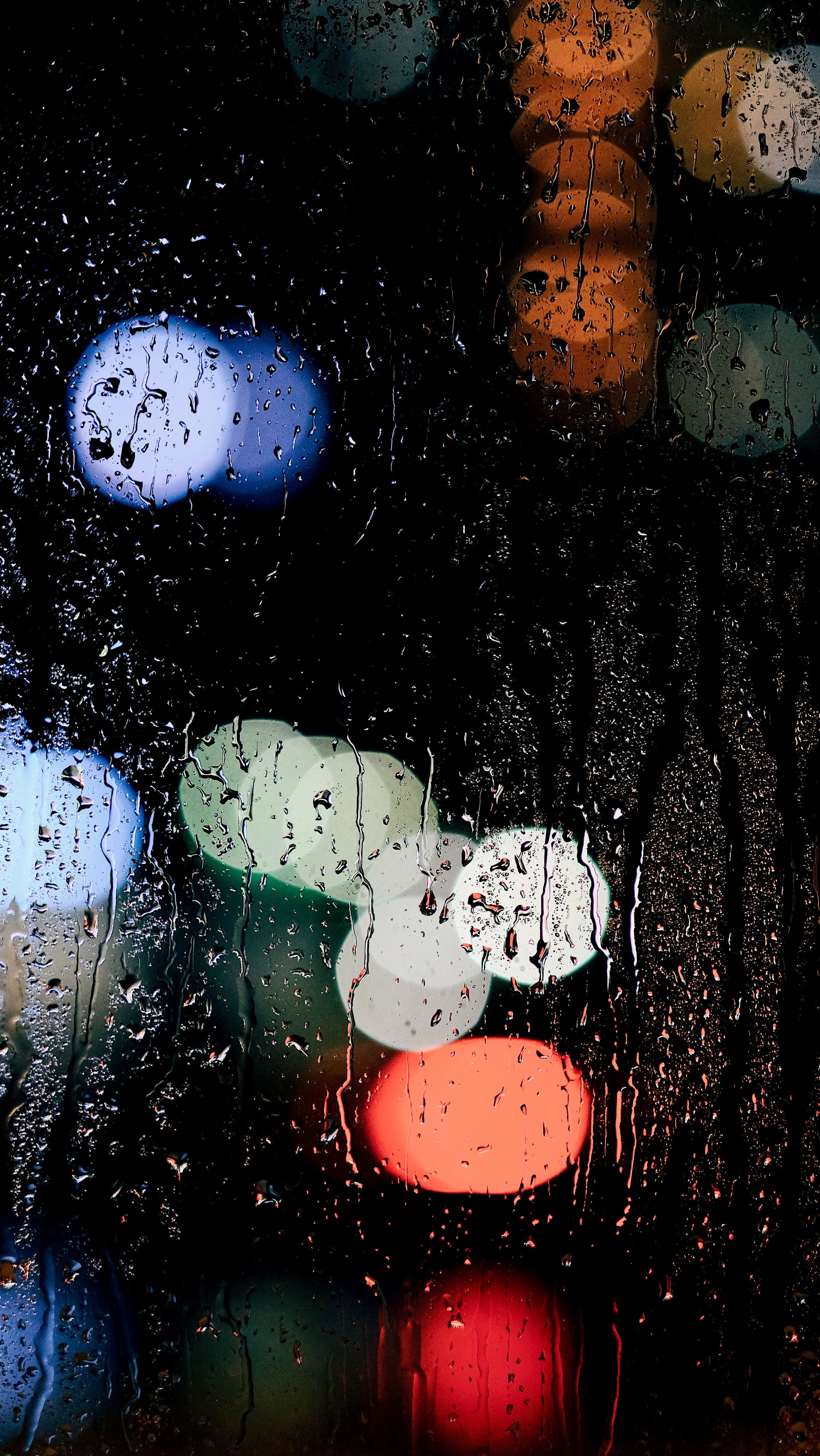rain, lights, glass, macro, drops
