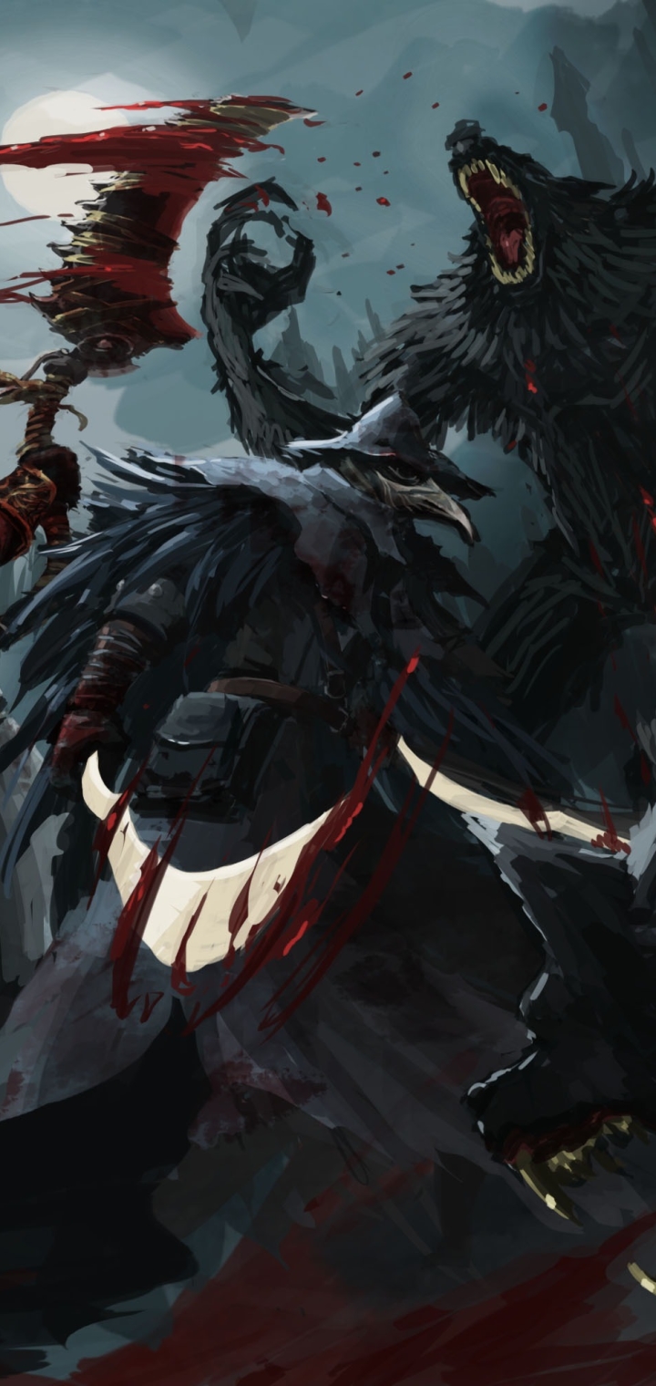 Download mobile wallpaper Blood, Dark, Battle, Werewolf, Video Game, Bloodborne for free.