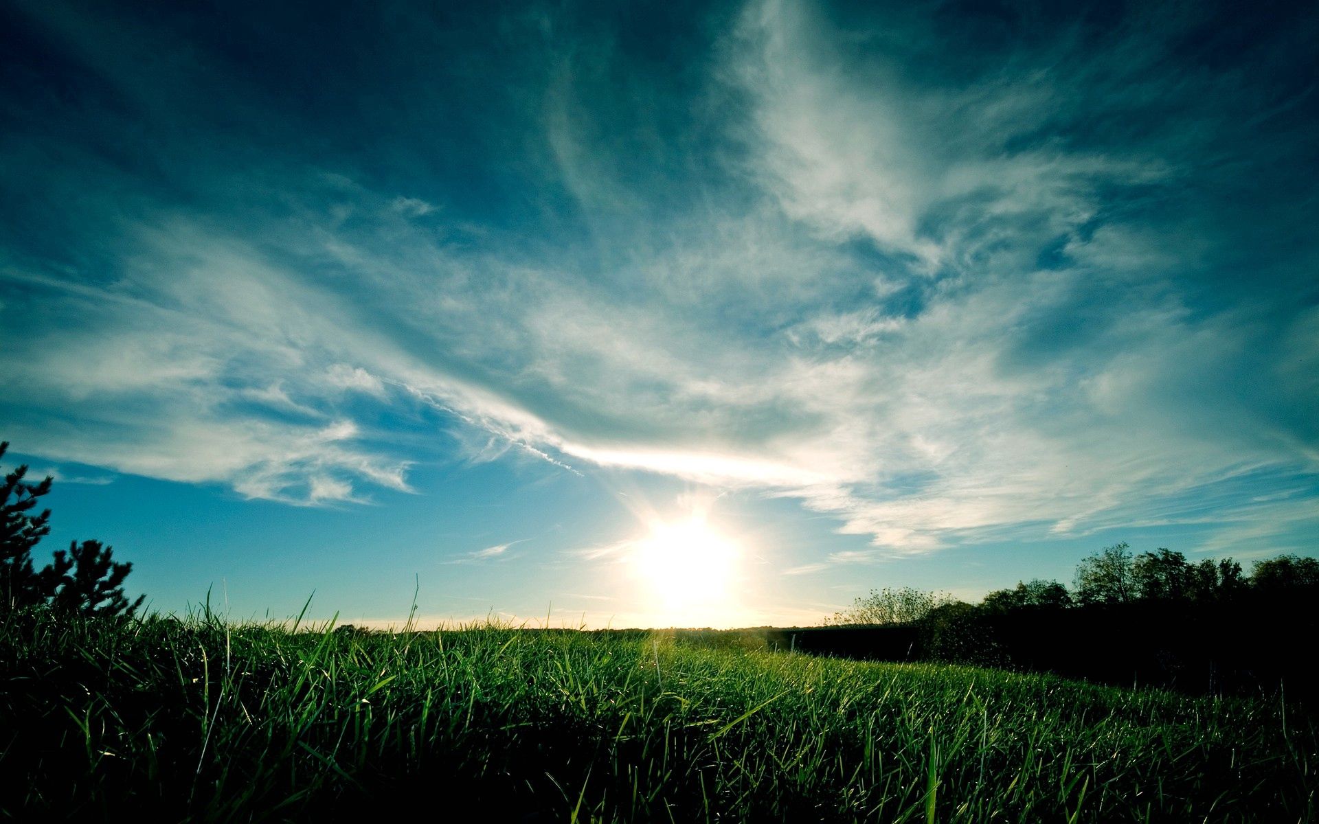 Free download wallpaper Nature, Grass, Sky, Clouds, Greens, Lawn, Meadow on your PC desktop