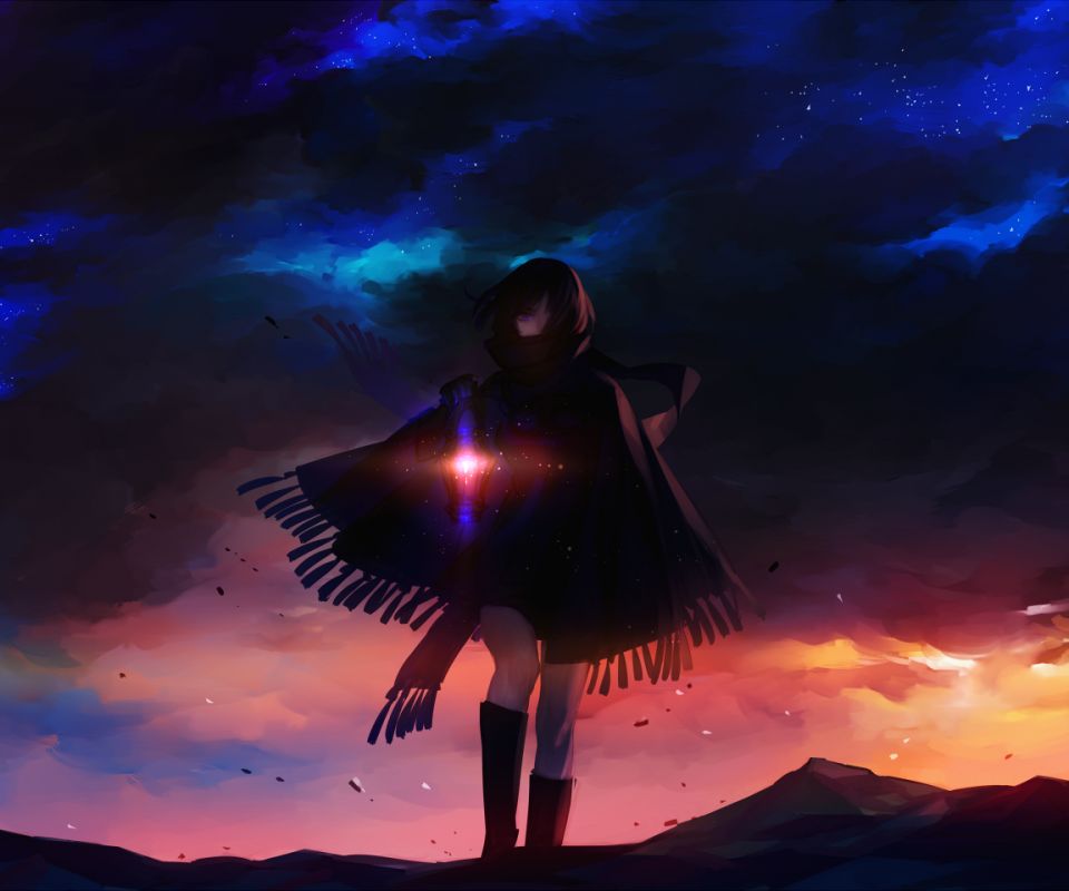 Download mobile wallpaper Anime, Sky, Sun, Stars, Cloud, Original for free.