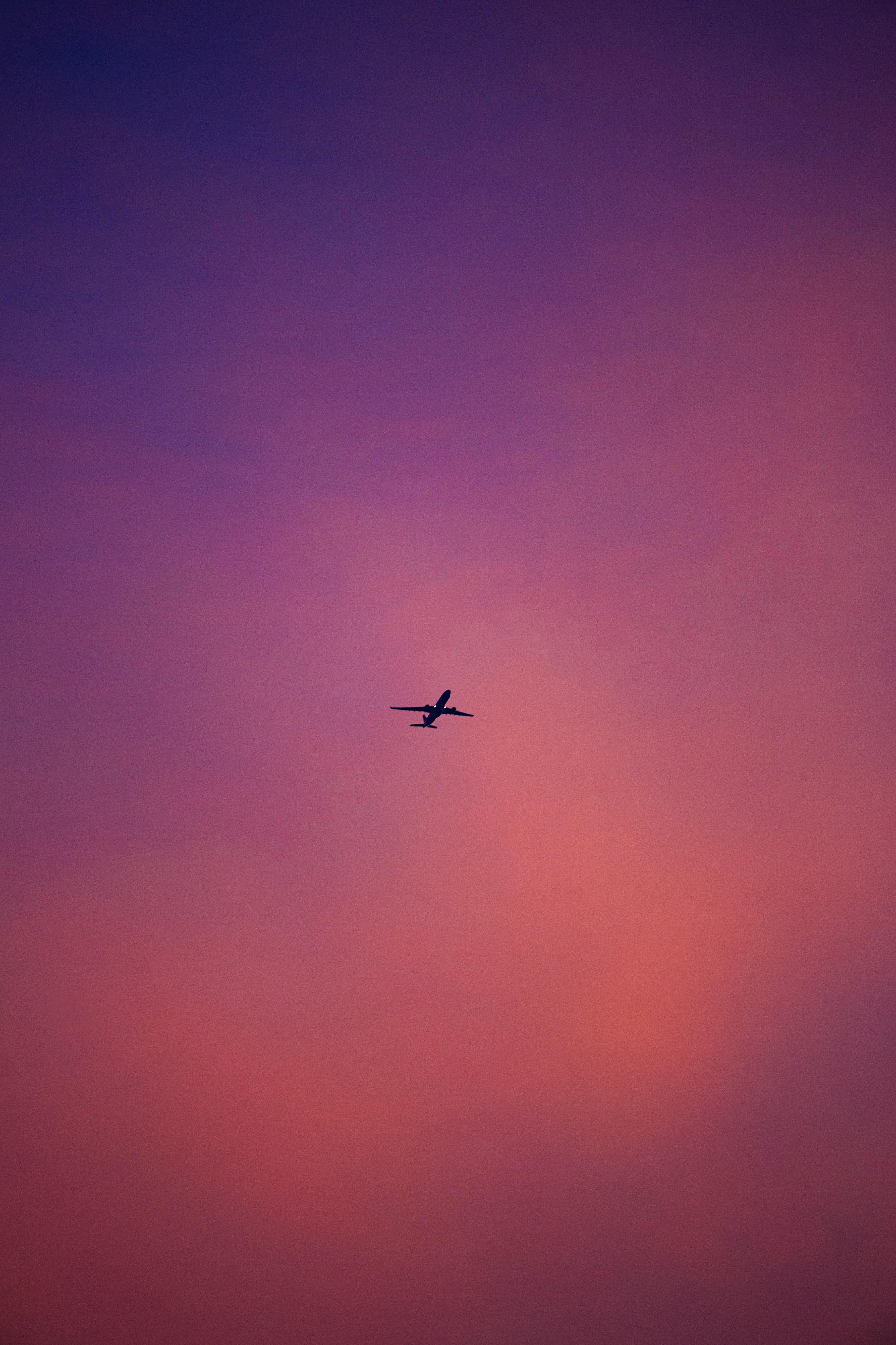 Download mobile wallpaper Sky, Flight, Pink, Airplane, Plane, Minimalism for free.
