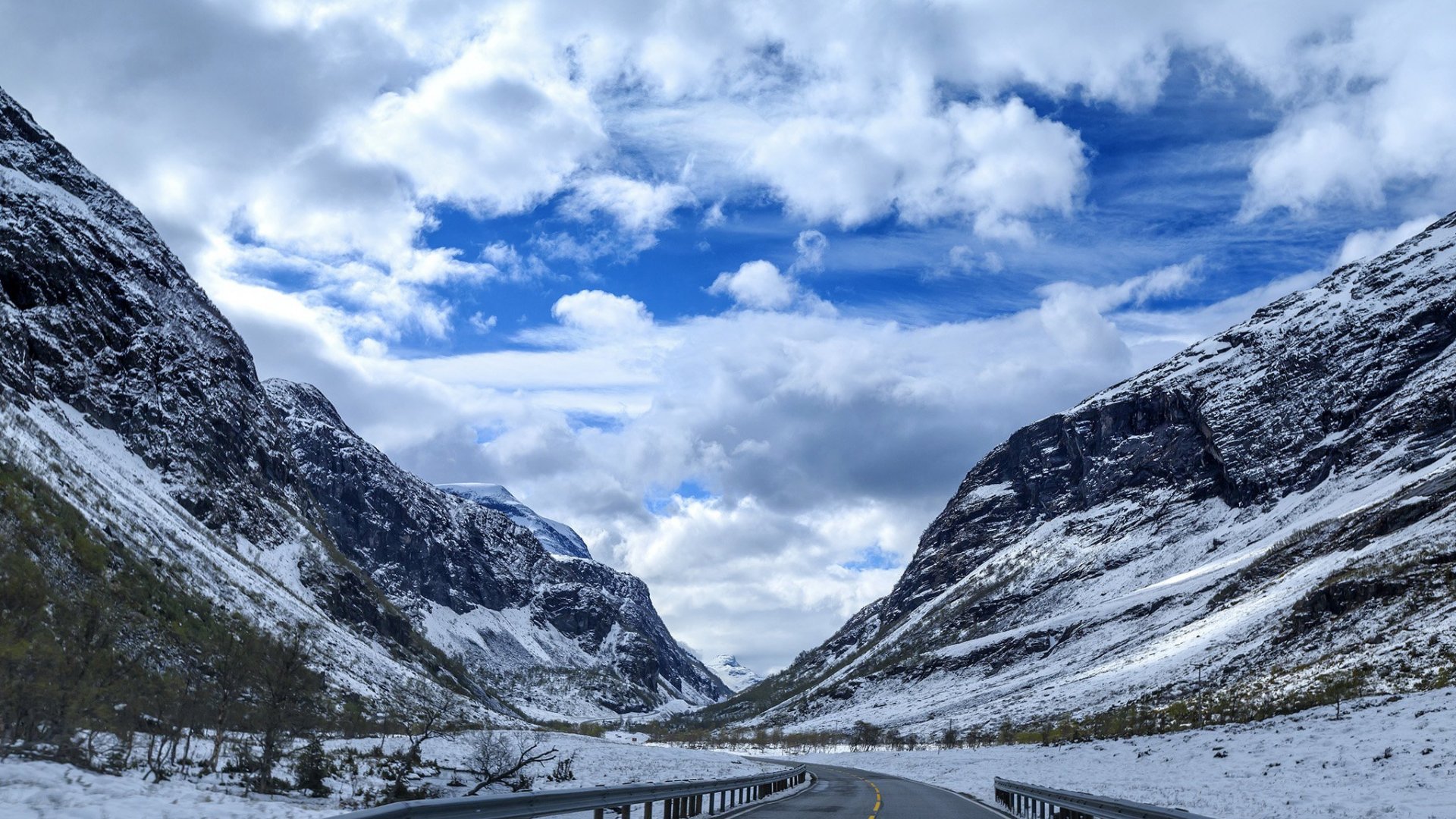 Download mobile wallpaper Landscape, Winter, Snow, Mountain, Road, Cloud, Man Made for free.