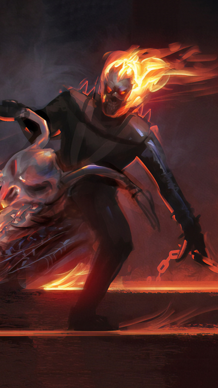 Download mobile wallpaper Ghost Rider, Motorcycle, Skull, Comics for free.