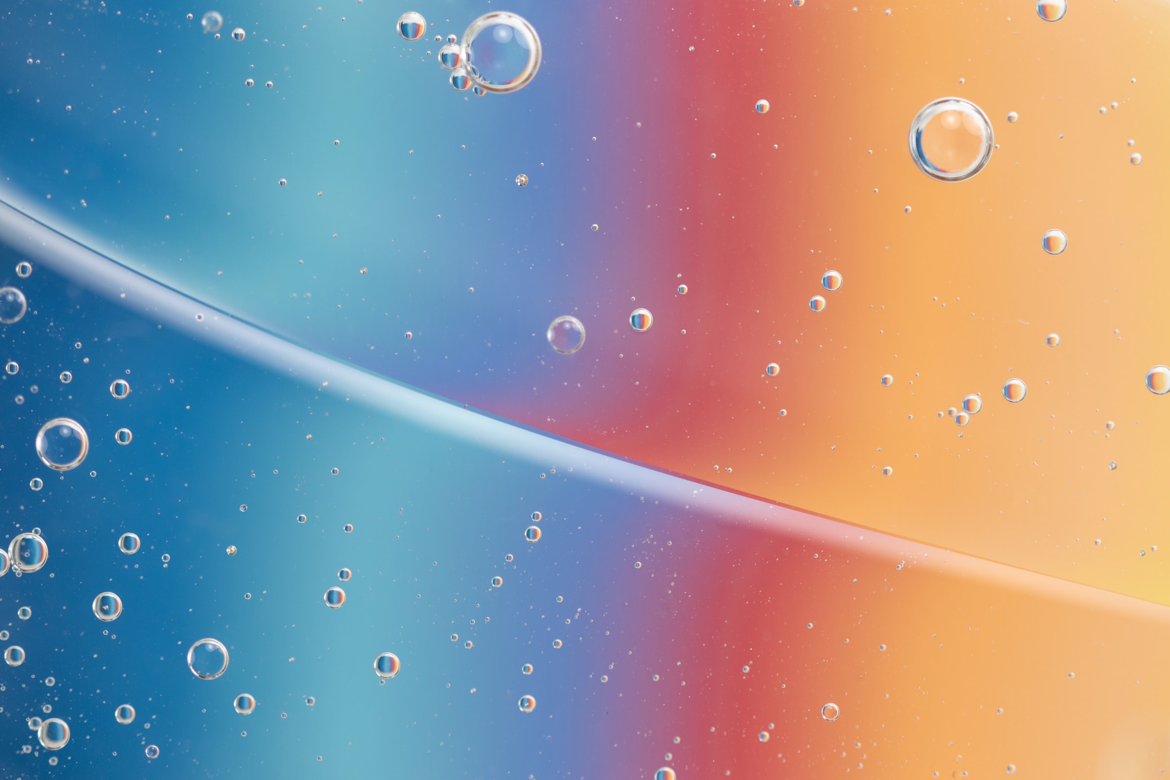 Download mobile wallpaper Gradient, Water, Motley, Multicolored, Bubbles, Abstract for free.