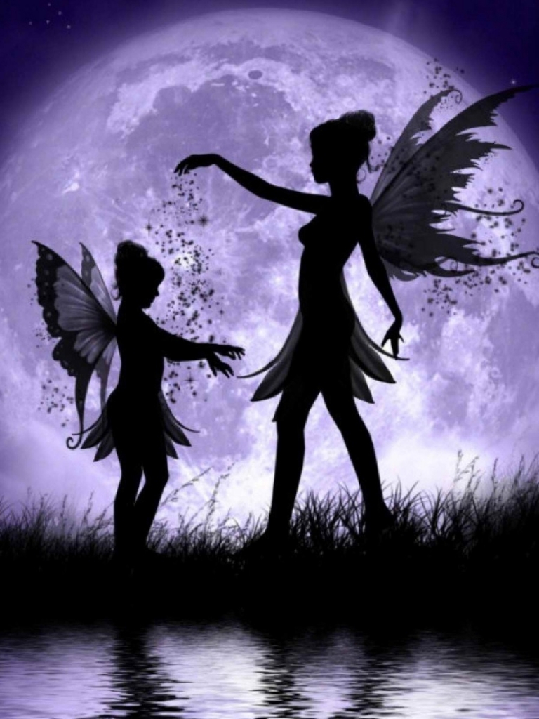 Download mobile wallpaper Fantasy, Stars, Moon, Wings, Elf, Fairy for free.