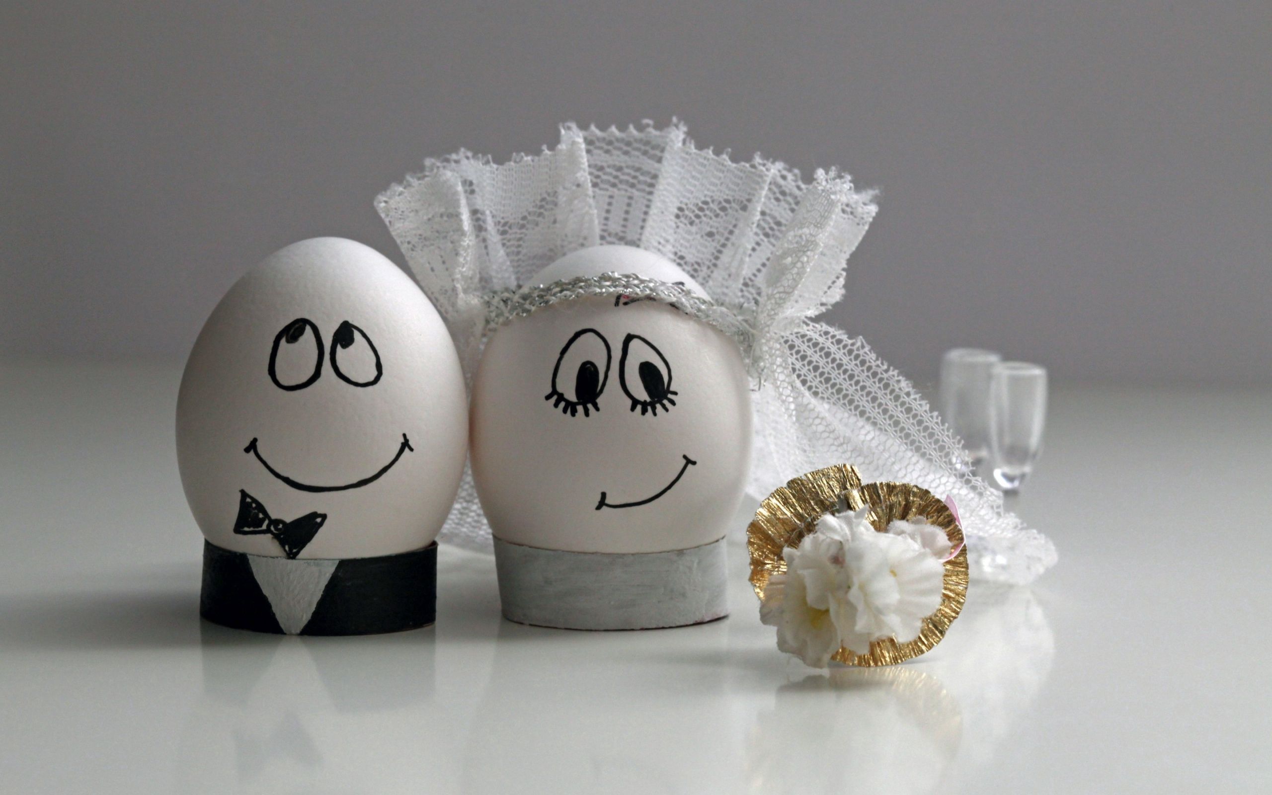 pair, wedding, holidays, eggs, easter, couple, decoration