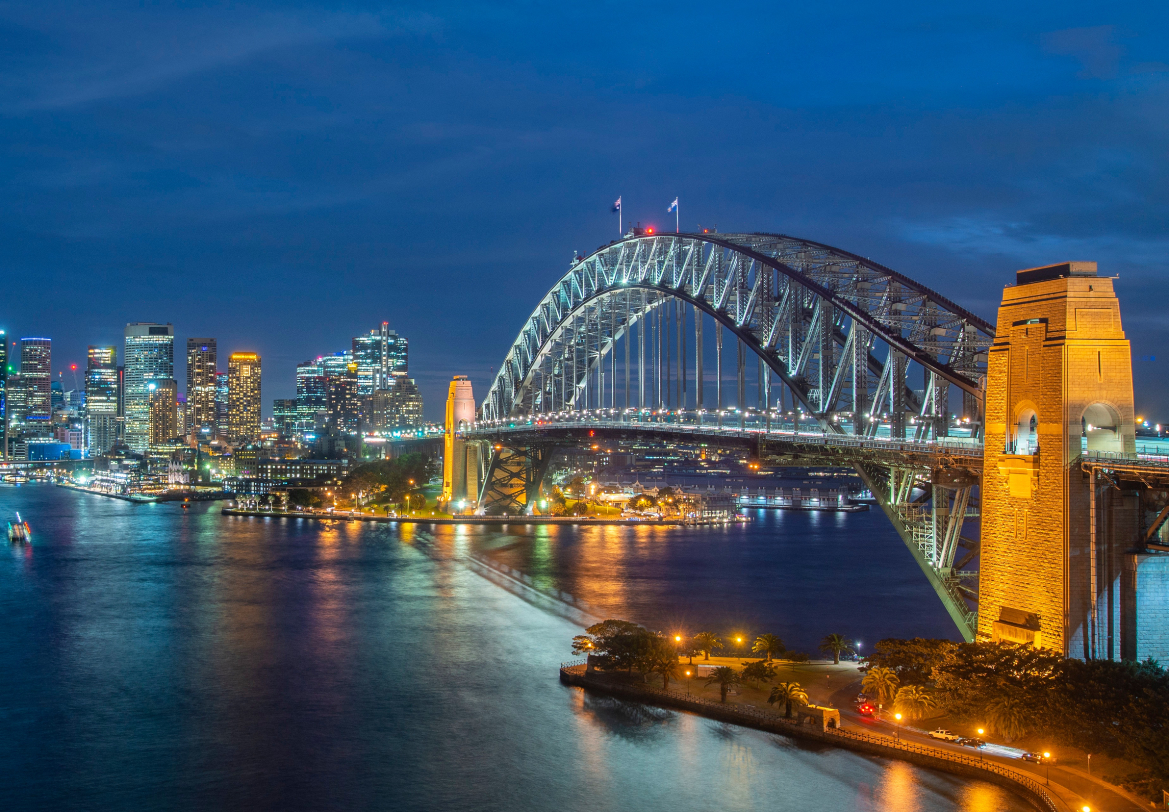Baixe gratuitamente a imagem Cidades, Noite, Ponte, Paisagem Urbana, Austrália, Feito Pelo Homem, Sidney na área de trabalho do seu PC