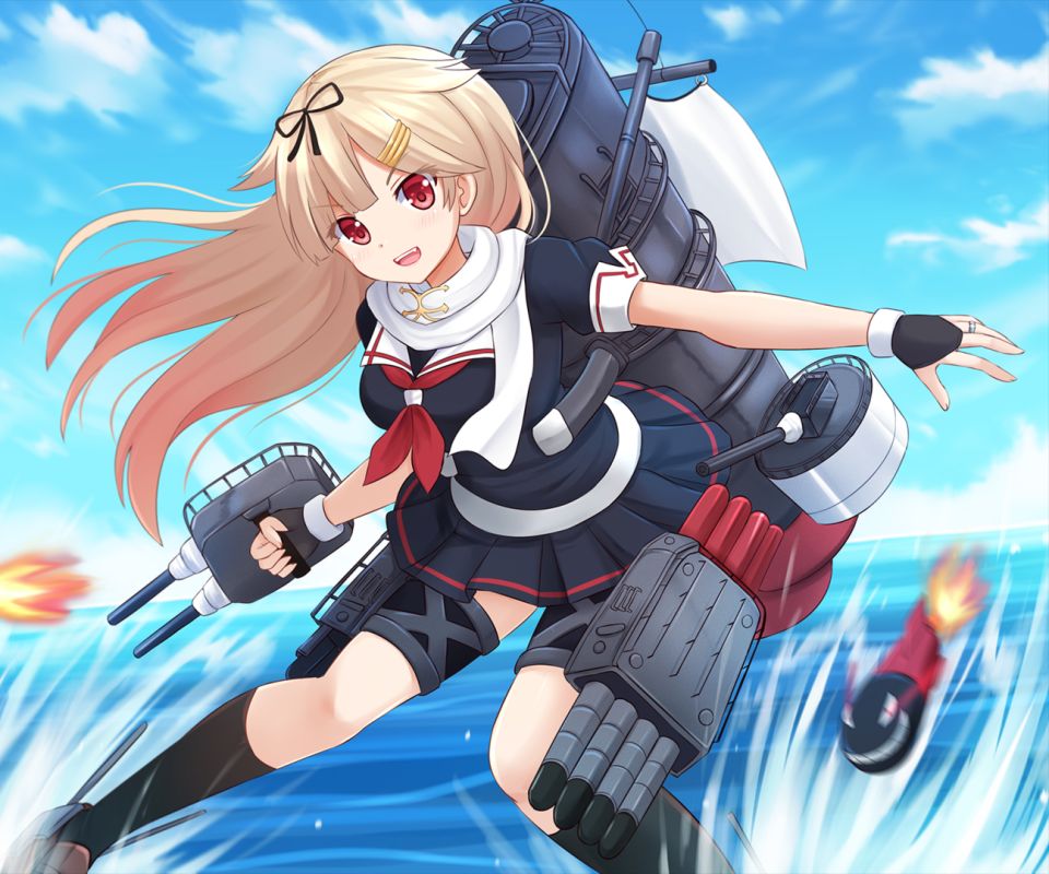 Laden Sie das Animes, Kantai Sammlung, Yuudachi (Kancolle)-Bild kostenlos auf Ihren PC-Desktop herunter