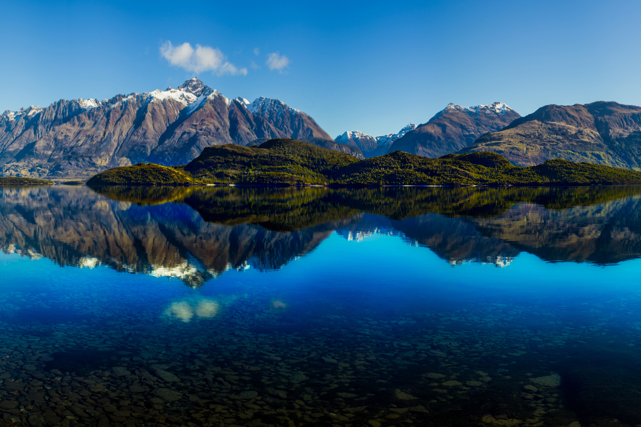 無料モバイル壁紙湖, 山, 反射, ニュージーランド, 地球, パノラマをダウンロードします。