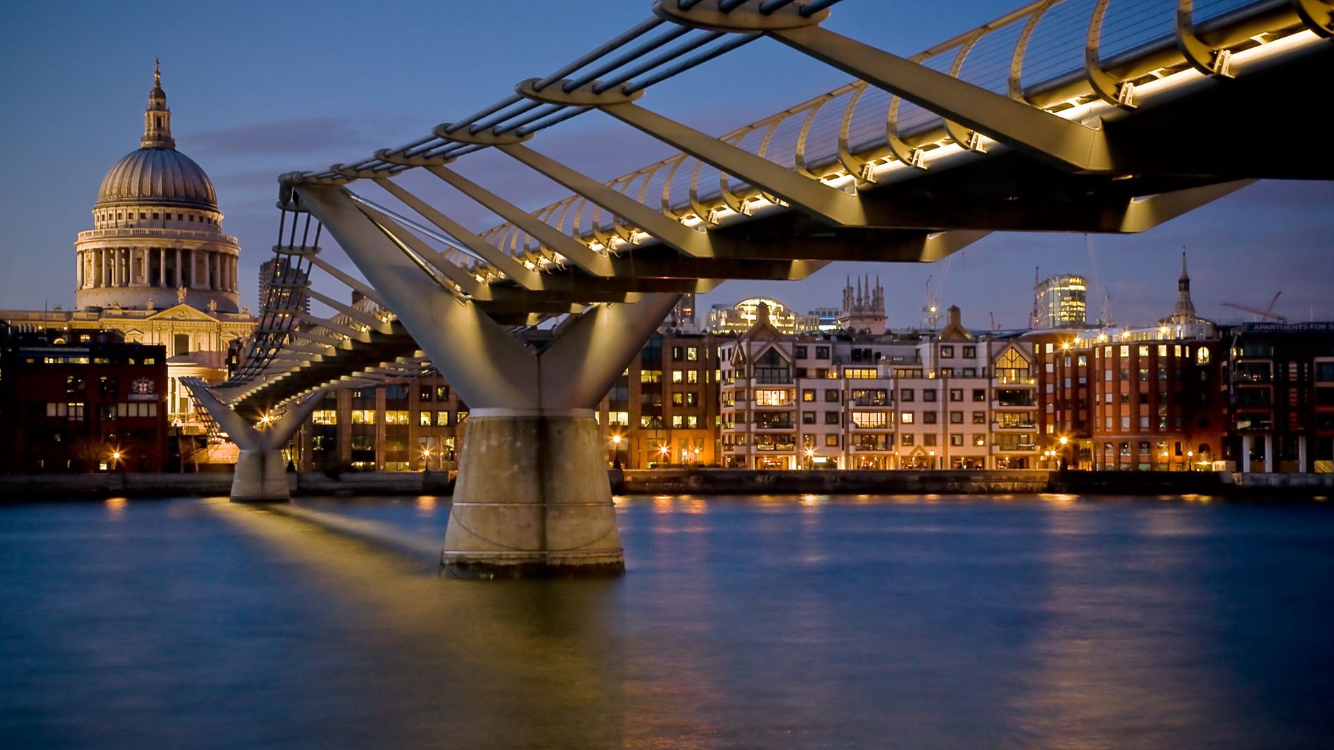 Full HD london, cities, night, building, bridge