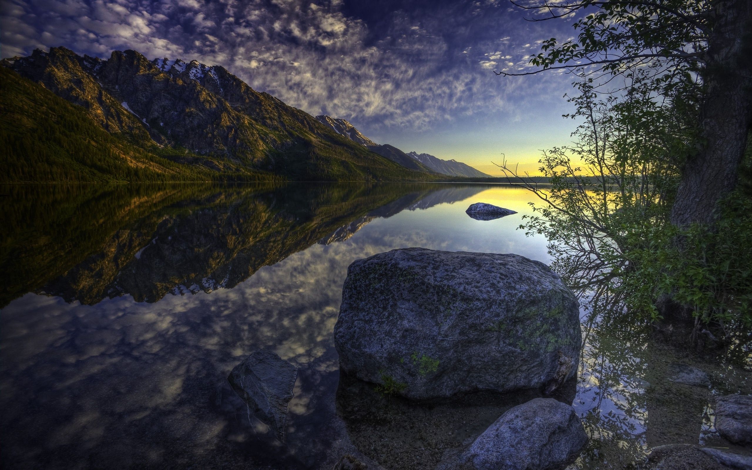 Download mobile wallpaper Rock, Reflection, Stone, Mountains, Lake, Grey, Nature for free.