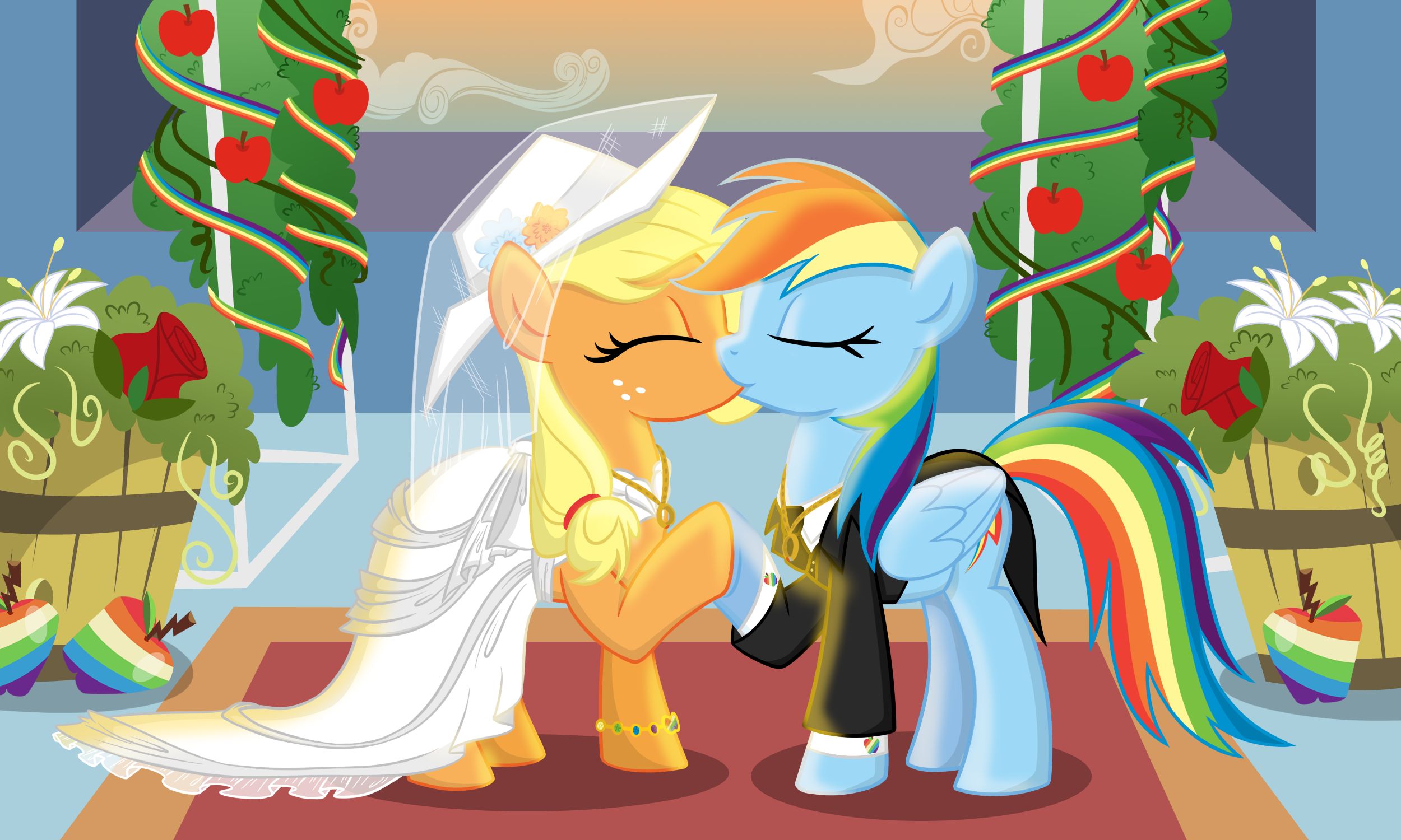 Download mobile wallpaper Wedding, Kiss, My Little Pony, Rainbow Dash, Tv Show, My Little Pony: Friendship Is Magic, Applejack (My Little Pony) for free.