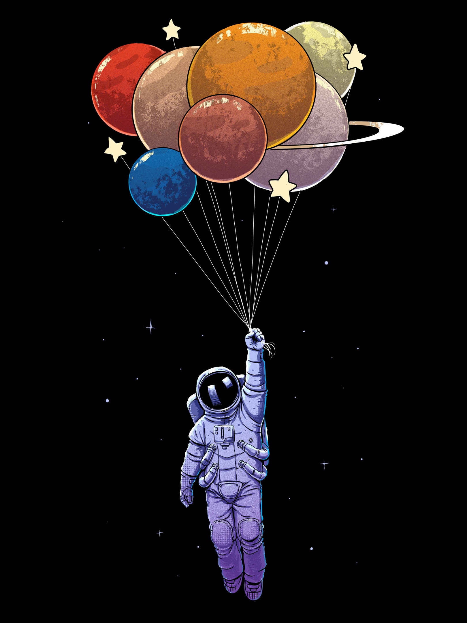 astronaut, sci fi, spacesuit, balloon QHD