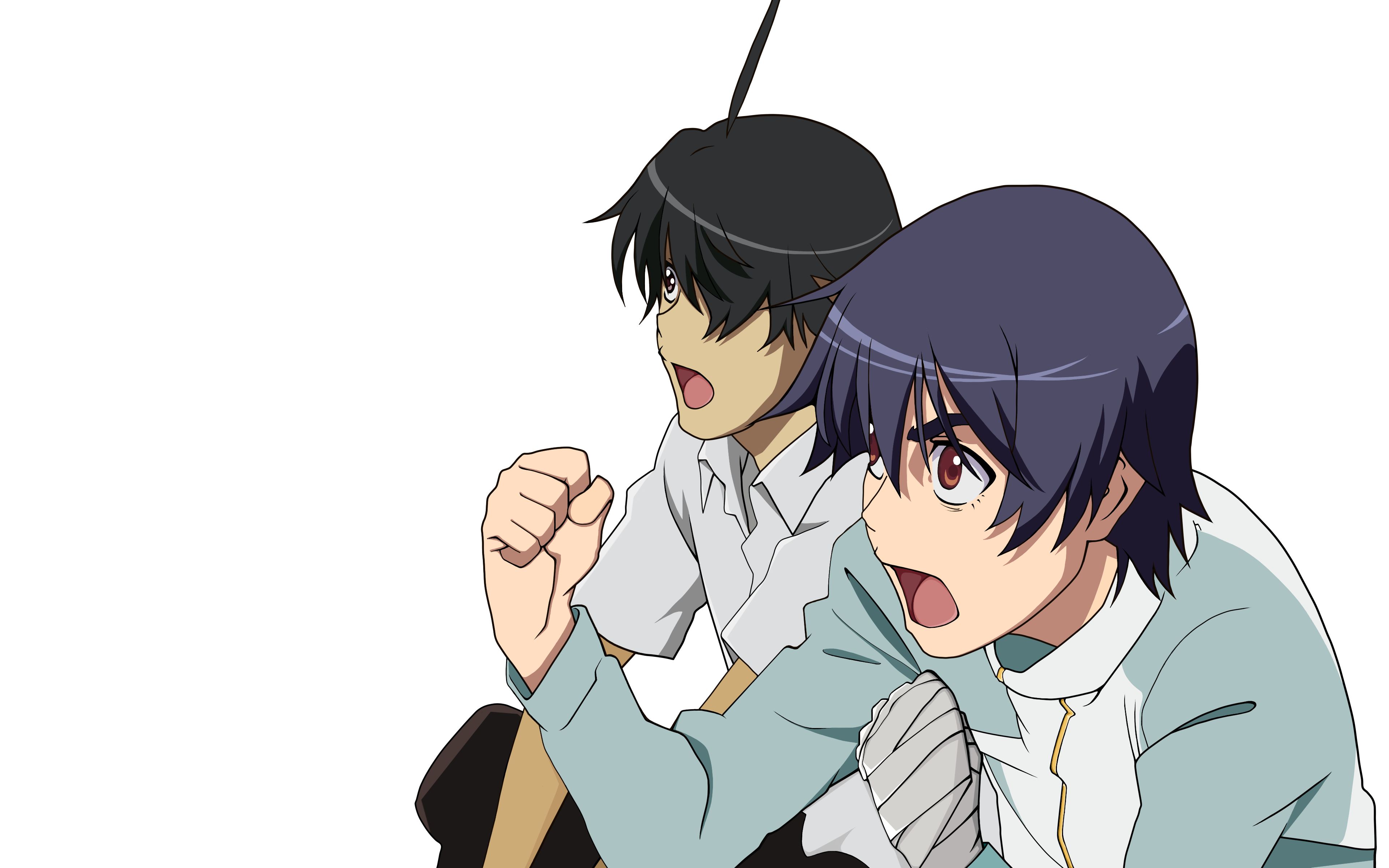 Download mobile wallpaper Anime, Black Hair, Monogatari (Series), Suruga Kanbaru, Koyomi Araragi for free.