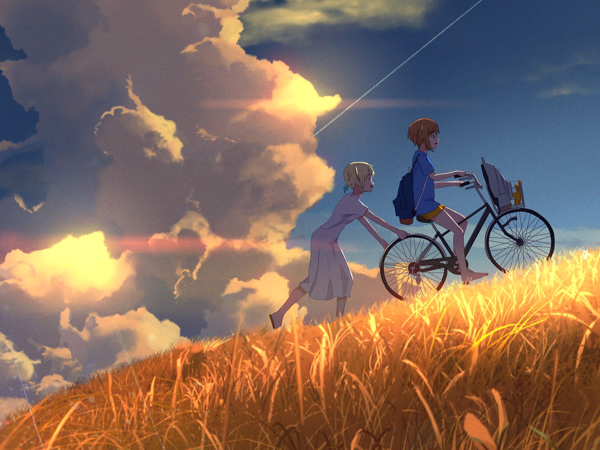 Handy-Wallpaper Fahrrad, Original, Sonnenuntergang, Animes kostenlos herunterladen.