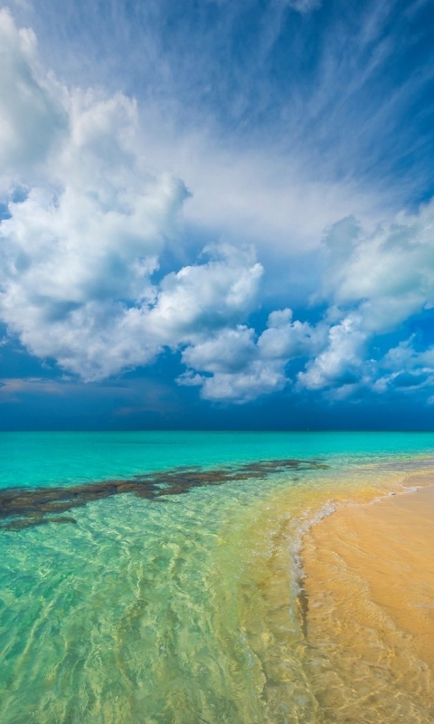 Download mobile wallpaper Sky, Beach, Sand, Horizon, Ocean, Earth, Cloud for free.