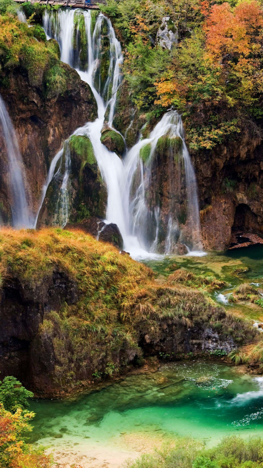 Handy-Wallpaper Herbst, Wasserfälle, Wasserfall, Wald, Erde, Erde/natur kostenlos herunterladen.