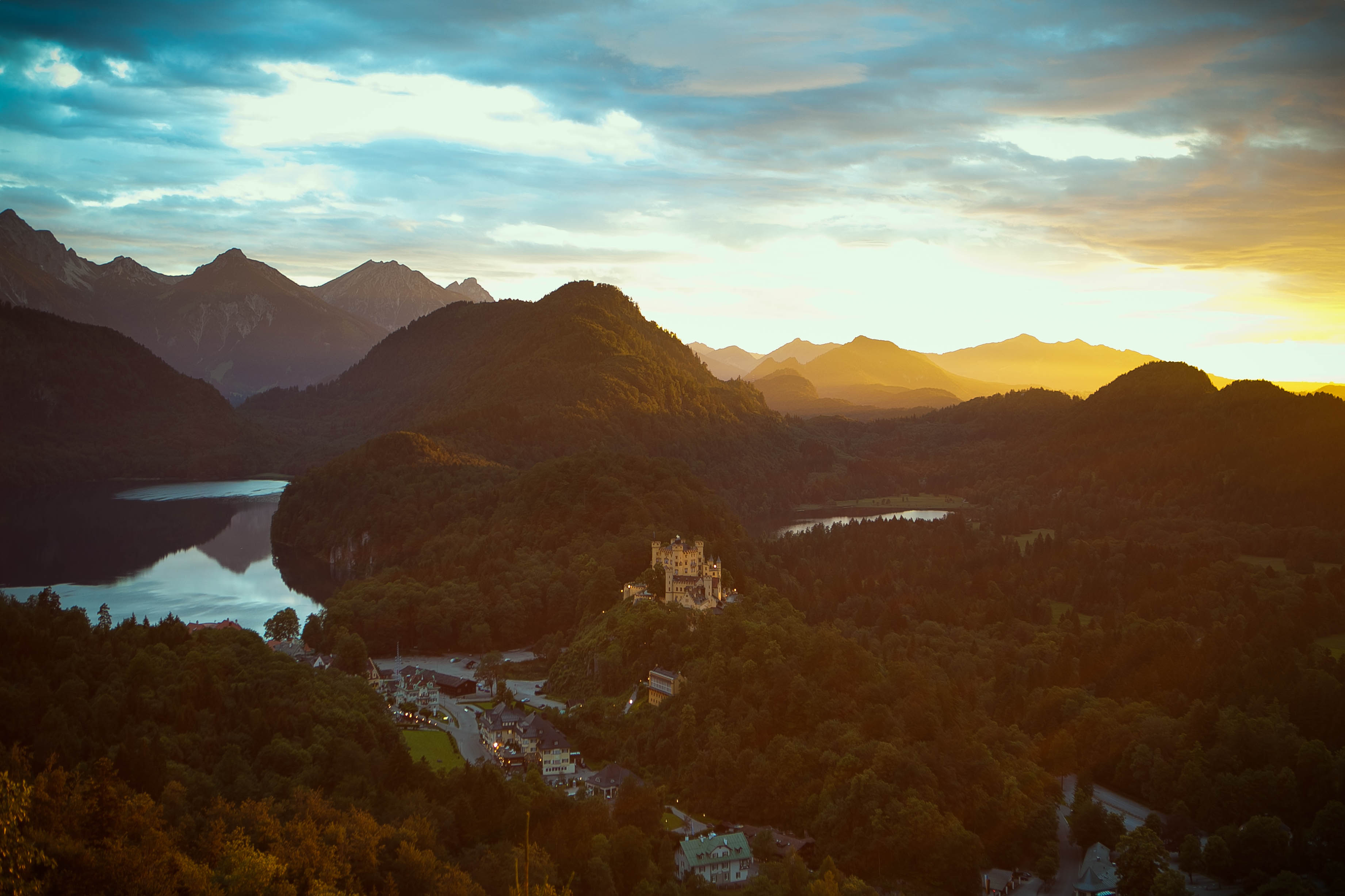 Laden Sie das Sunset, Sperren, Natur, Mountains, Blick Von Oben-Bild kostenlos auf Ihren PC-Desktop herunter