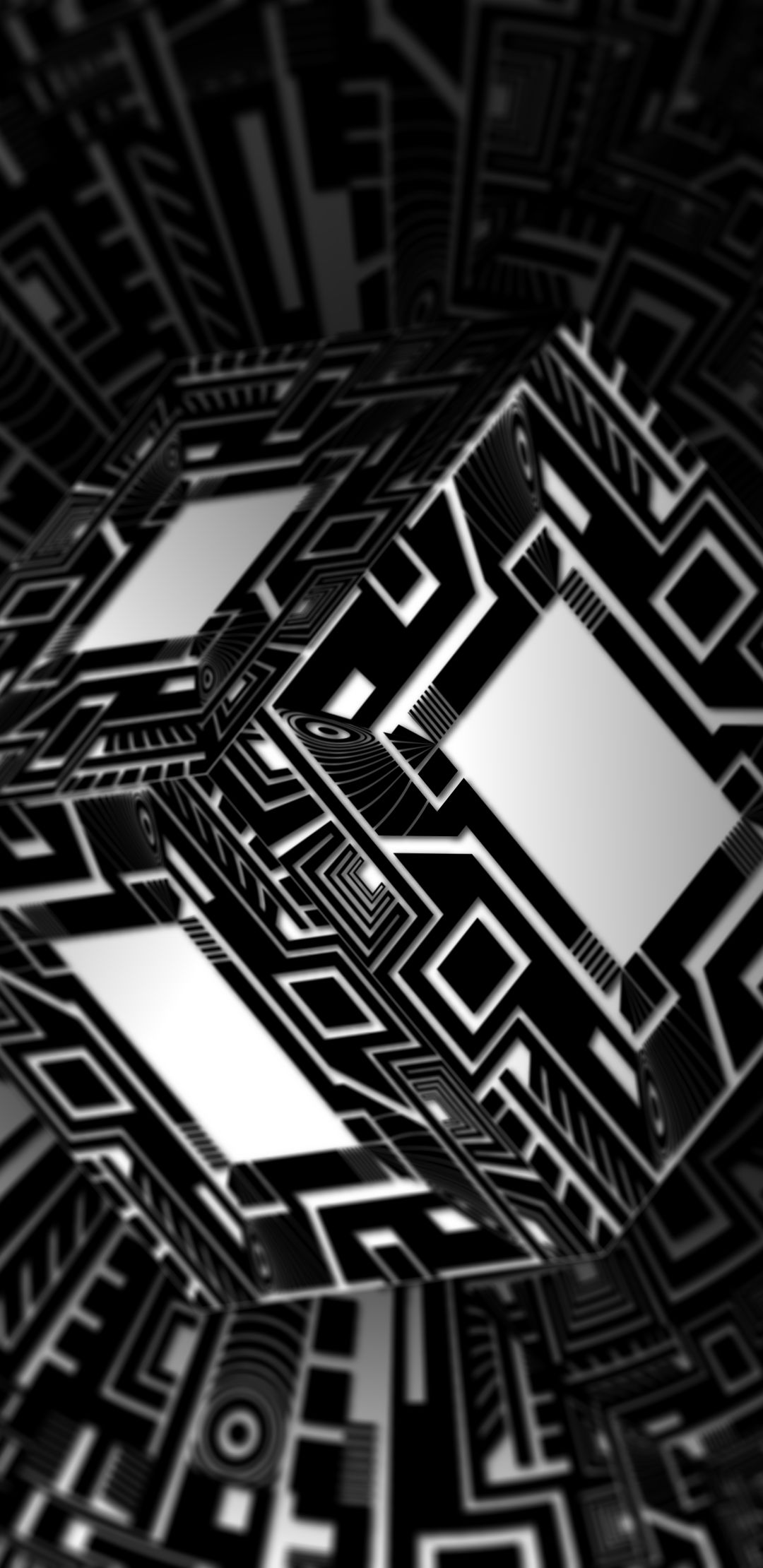 Download mobile wallpaper Abstract, Vector, Optical Illusion, Cube, Black & White for free.