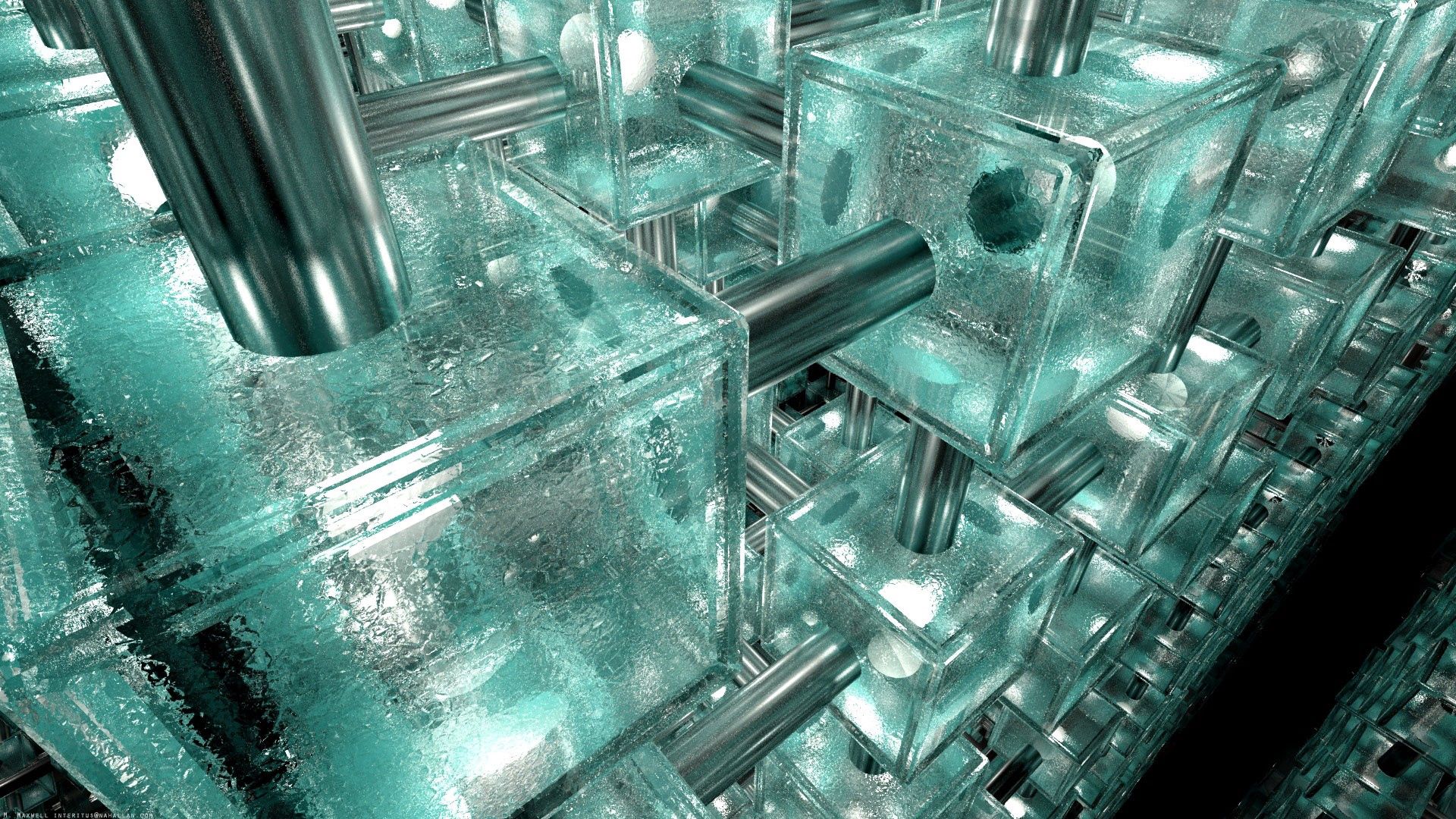 metal, cube, abstract, ice, glass, system, device