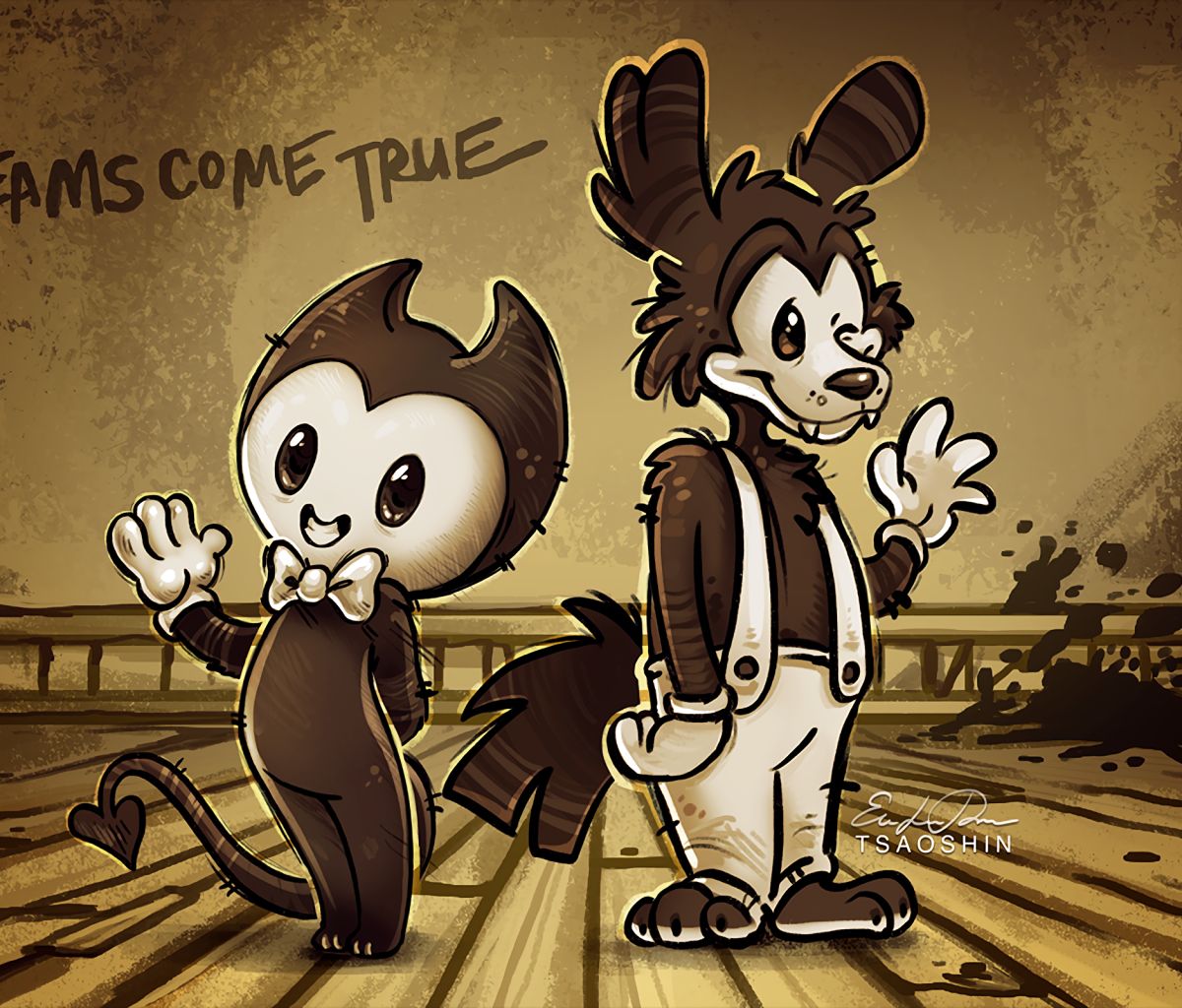 video game, bendy and the ink machine, bendy (bendy and the ink machine), boris (bendy and the ink machine)