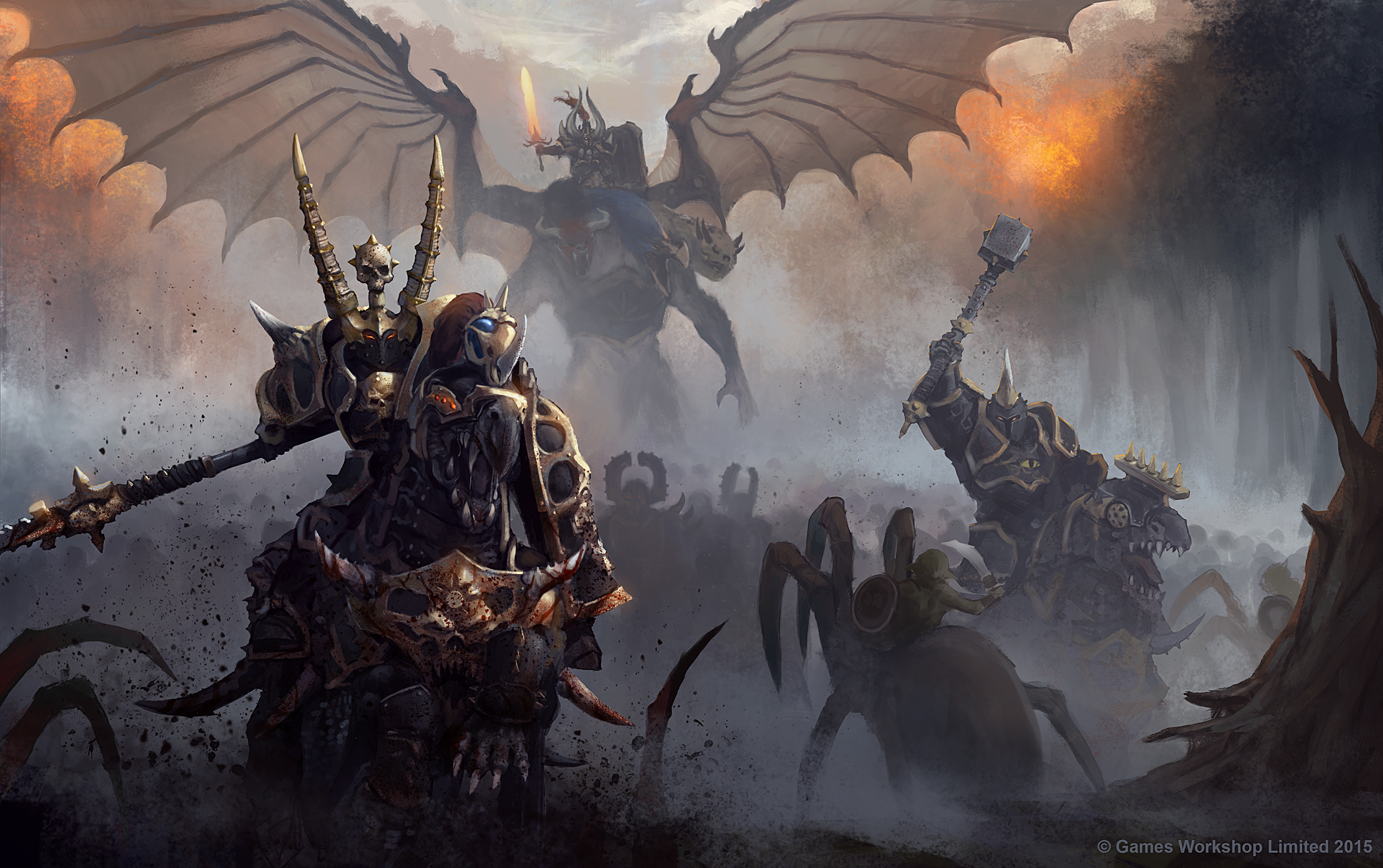 Download mobile wallpaper Warhammer, Dark, Warrior, Creature, Battle, Demon, Armor, Orc for free.