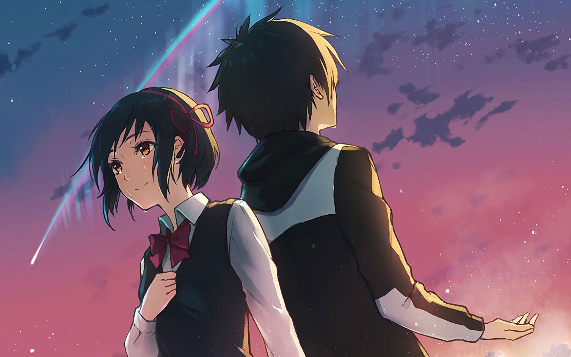 Download mobile wallpaper Anime, Your Name, Kimi No Na Wa, Mitsuha Miyamizu, Taki Tachibana for free.