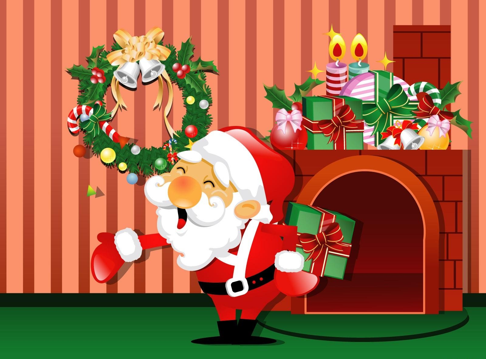 125440 Bild herunterladen feiertage, weihnachtsmann, weihnachten, haus, kamin, die geschenke, geschenke - Hintergrundbilder und Bildschirmschoner kostenlos