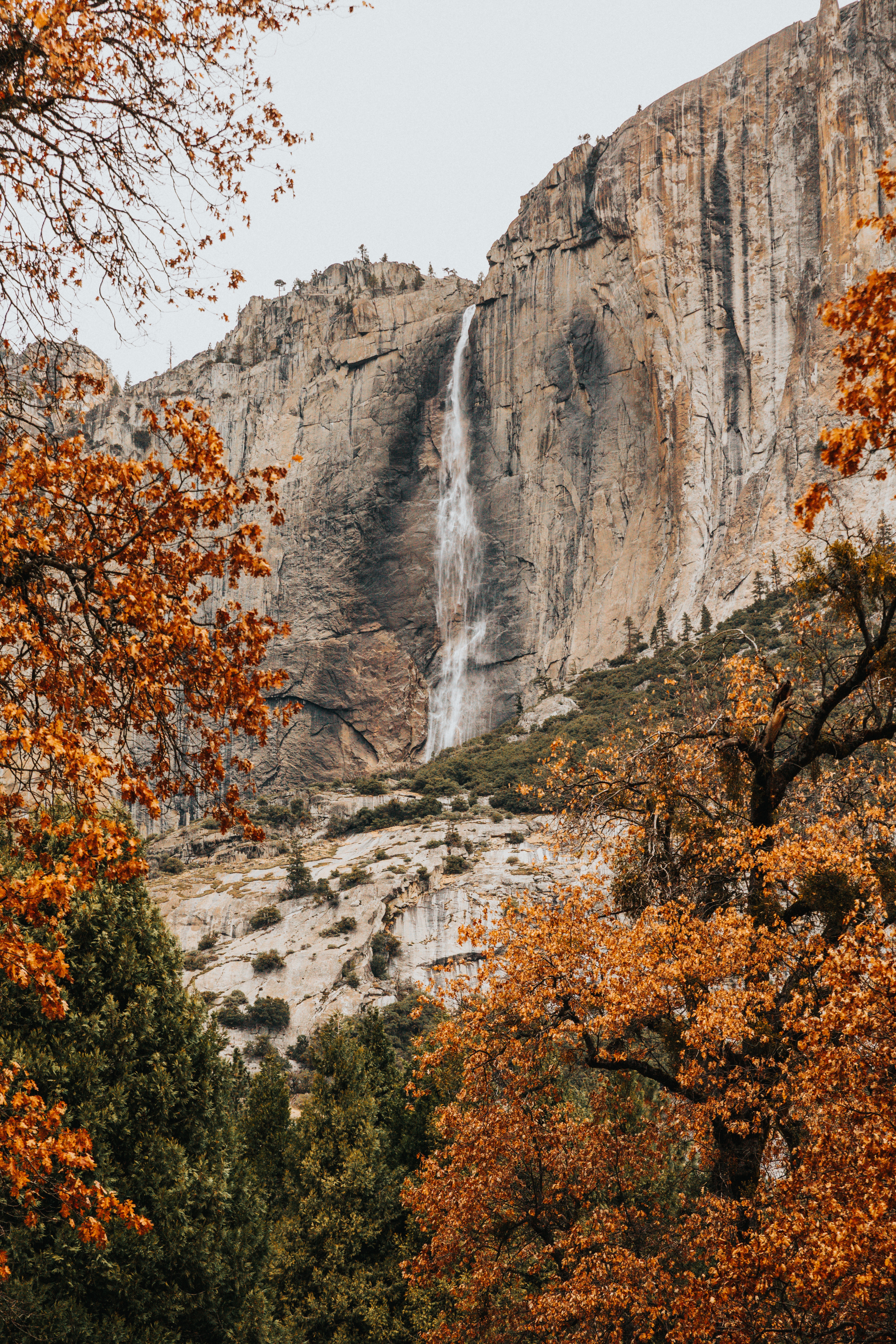Free download wallpaper Landscape, Nature, Trees, Rock, Waterfall, Autumn on your PC desktop