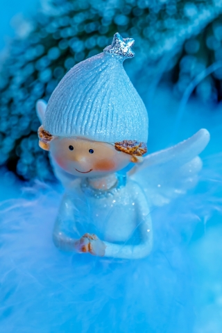 無料モバイル壁紙天使, クリスマス, 青い, ホリデーをダウンロードします。