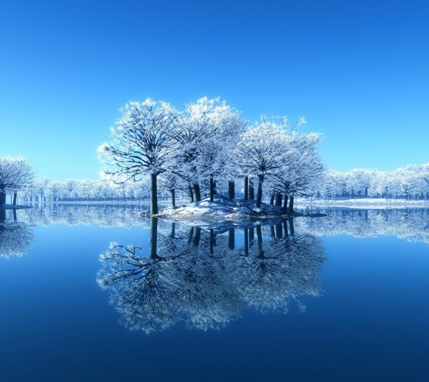 Download mobile wallpaper Winter, Lake, Reflection, Tree, Earth for free.