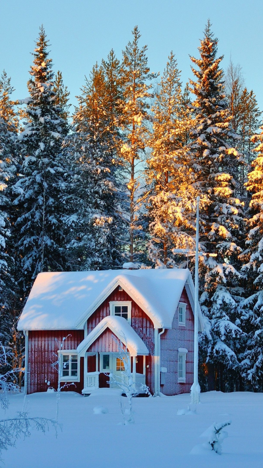 Handy-Wallpaper Winter, Schnee, Baum, Haus, Fotografie kostenlos herunterladen.