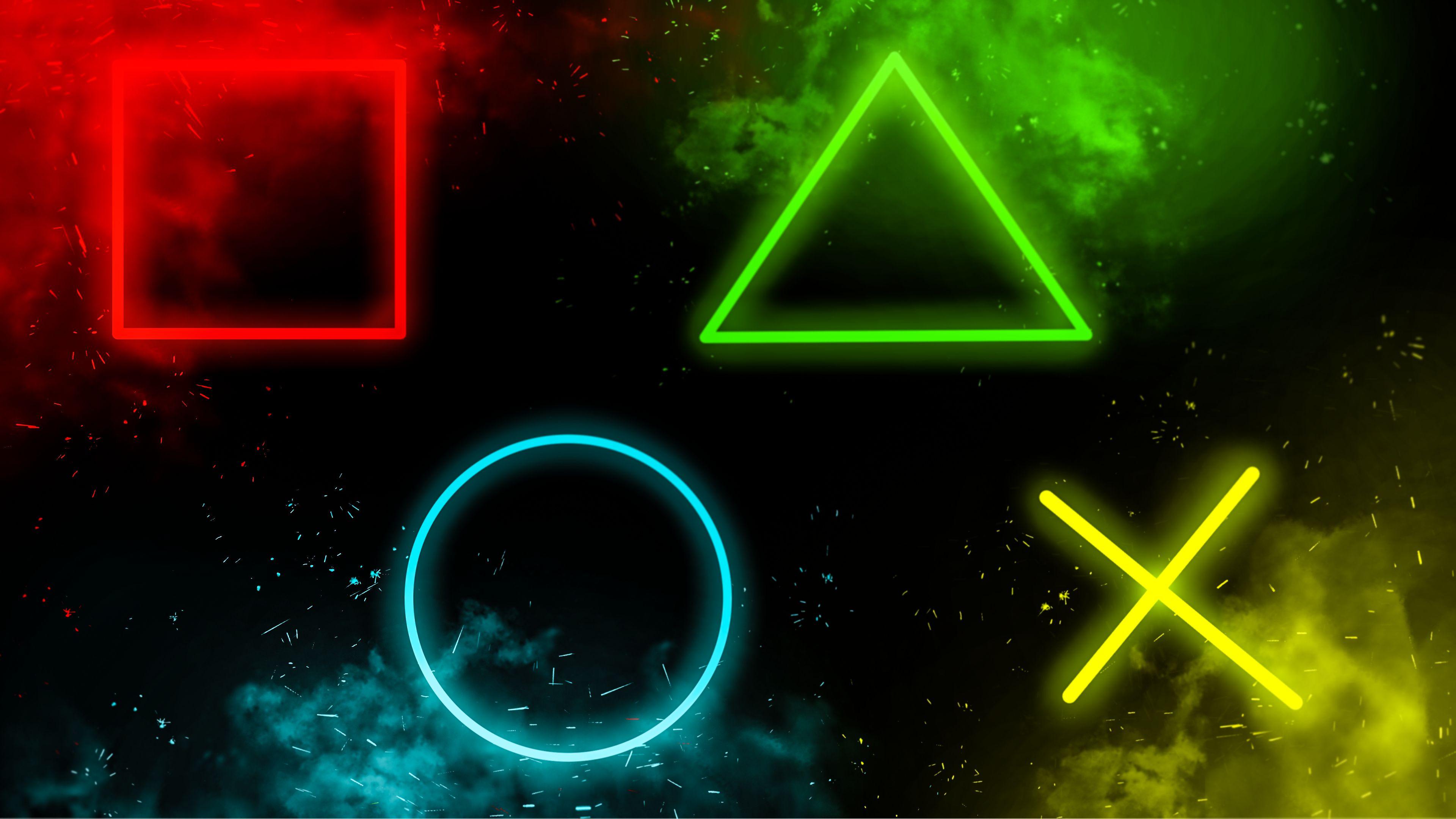 Free download wallpaper Neon, Square, Circle, Triangle, Video Game, Playstation, Consoles on your PC desktop
