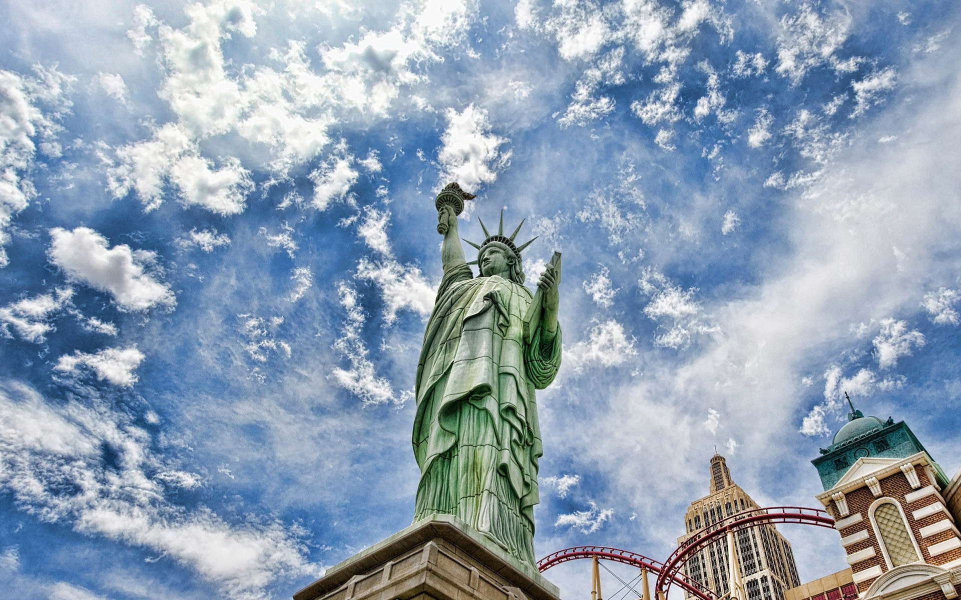 Free download wallpaper Sky, Landscape, Statue Of Liberty, Objects on your PC desktop