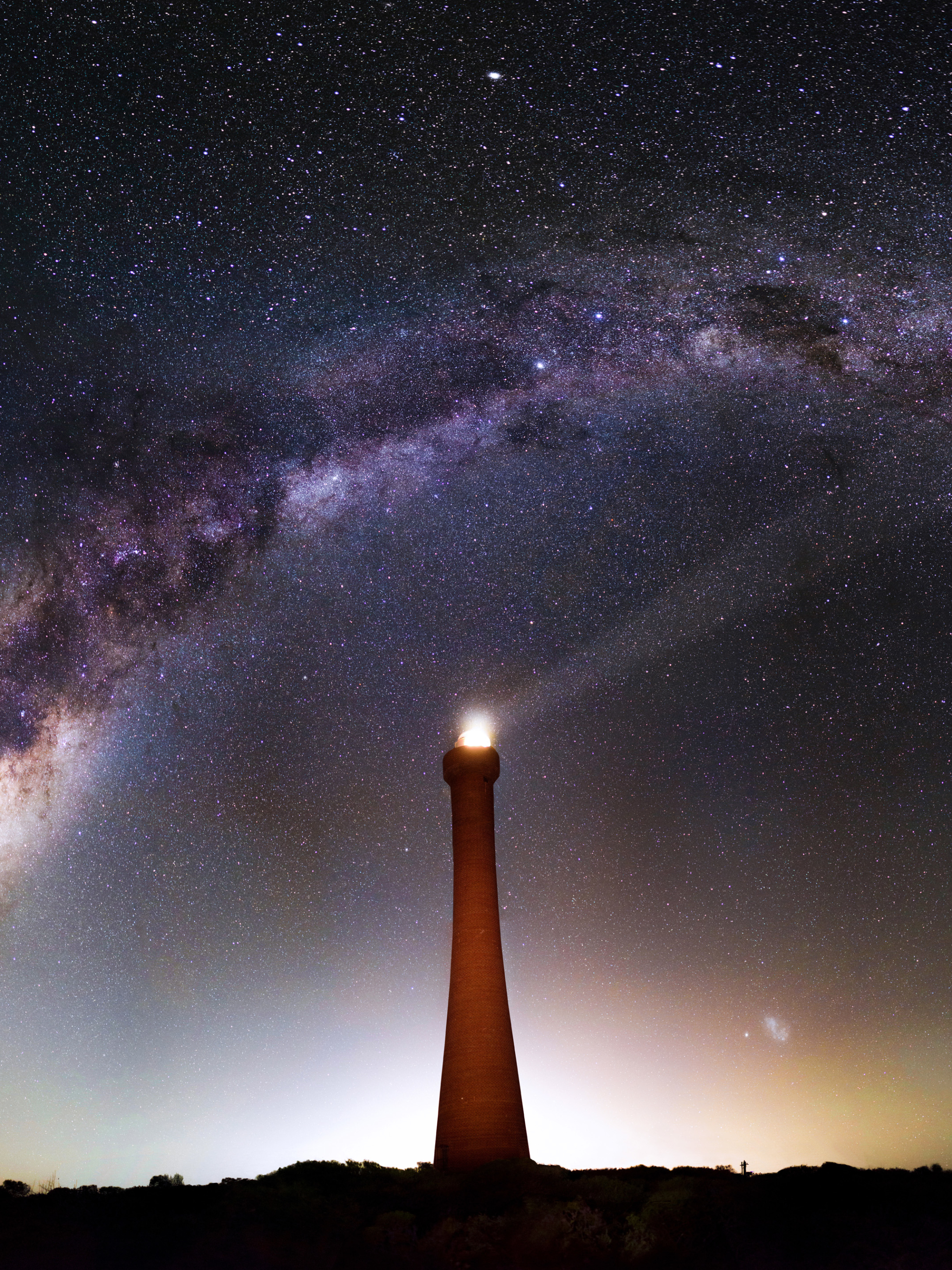 Download mobile wallpaper Stars, Night, Milky Way, Lighthouse, Sci Fi, Australia for free.