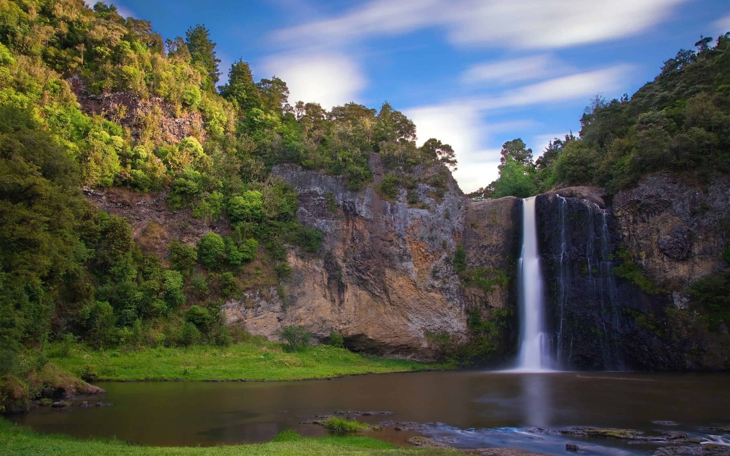 376937 скачать картинку водопад, природа, новая зеландия, река, земля/природа, утёс, водопад хунуа, озеро, водопады - обои и заставки бесплатно