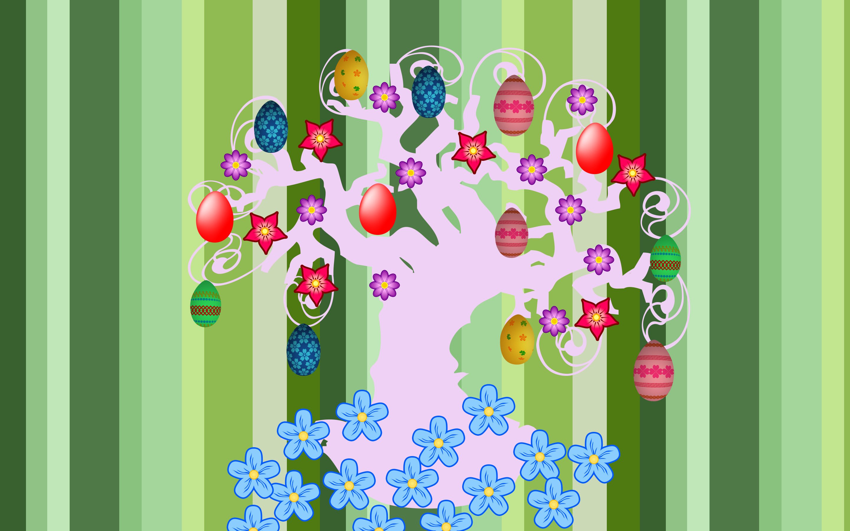 Скачать обои бесплатно Цветок, Дерево, Красочный, Праздничные, Пасхальный, Пасхальное Яйцо картинка на рабочий стол ПК