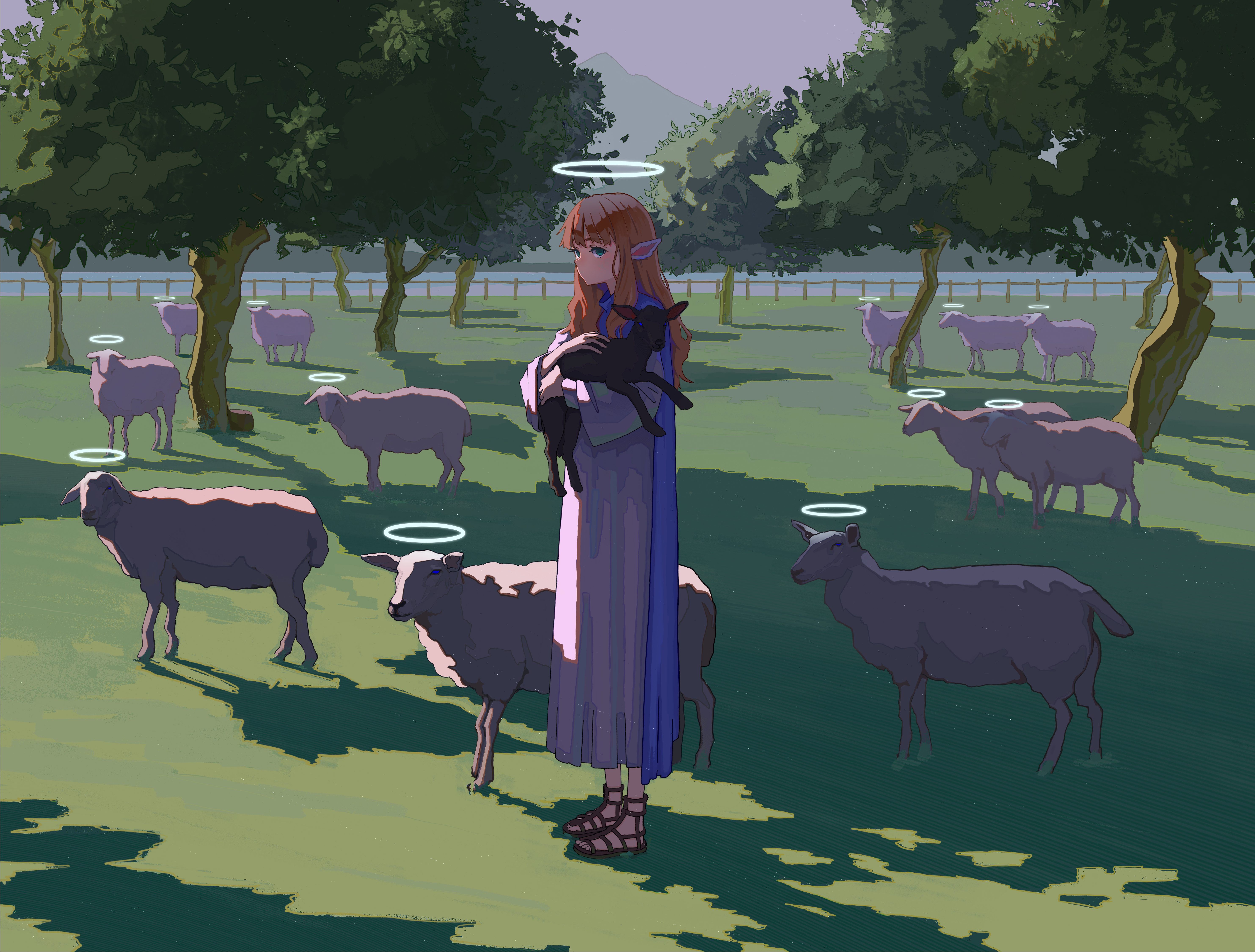 Free download wallpaper Anime, Girl, Sheep on your PC desktop