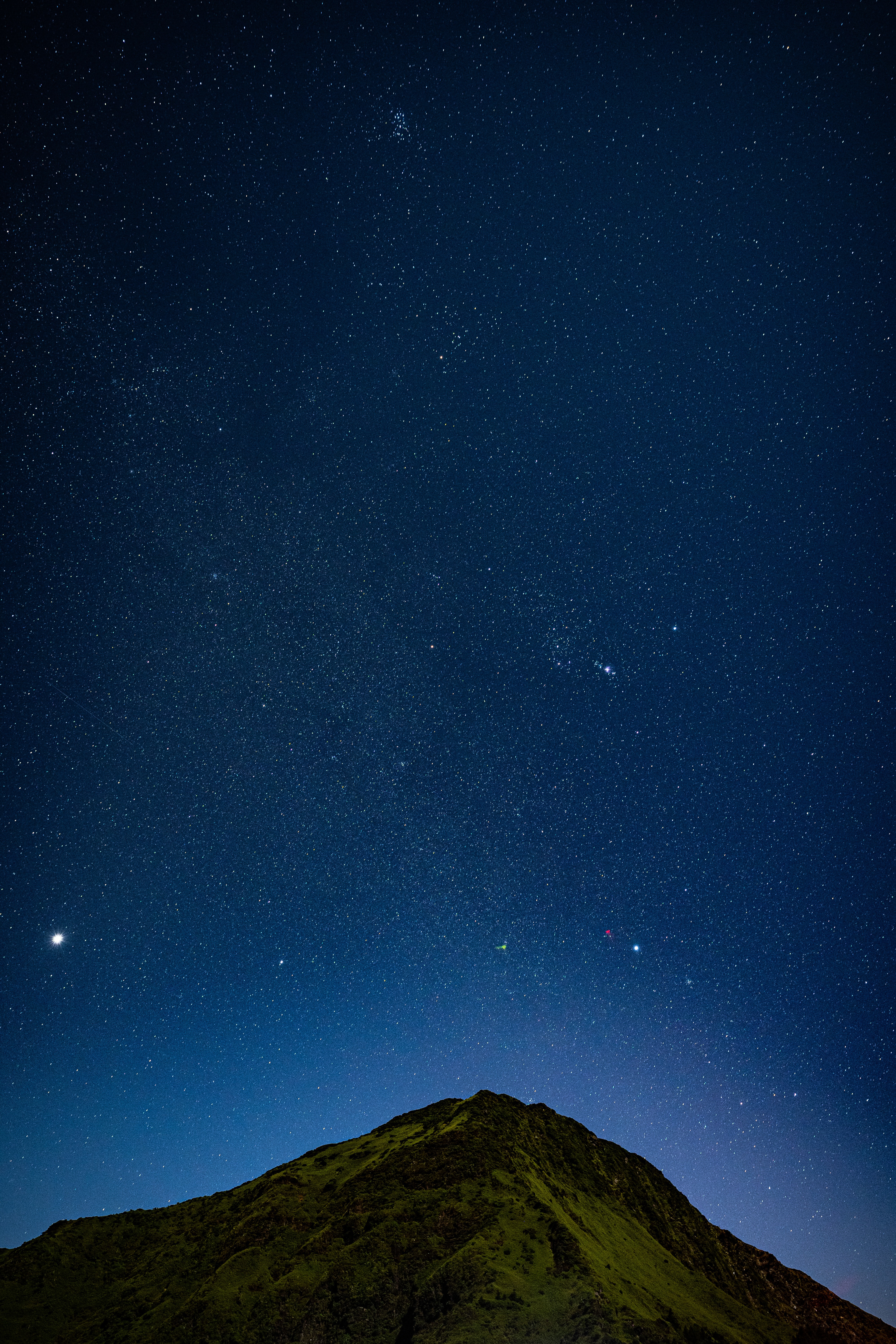 hill, nature, stars, night, starry sky, relief