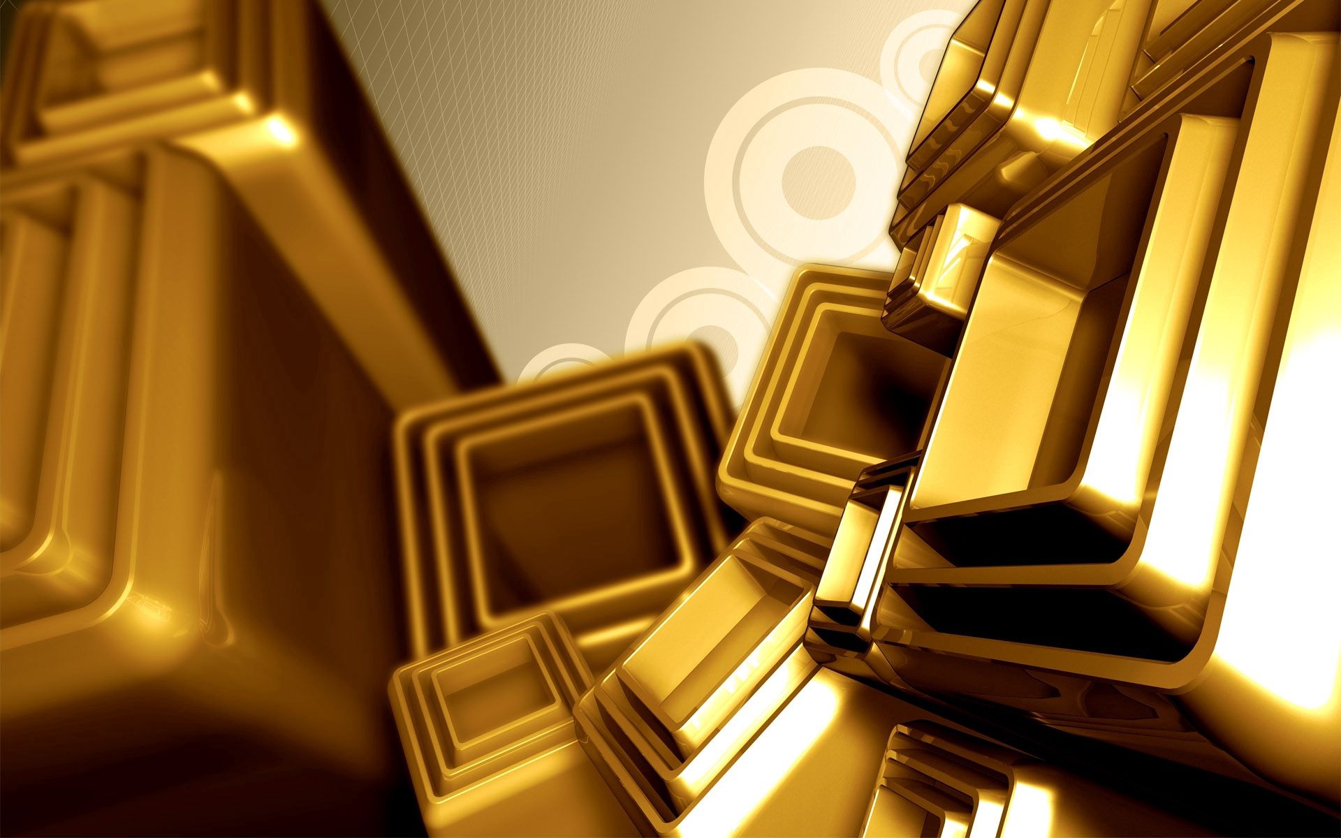 gold, 3d, patterns, form, flight, forms, cube, plastic wallpaper for mobile
