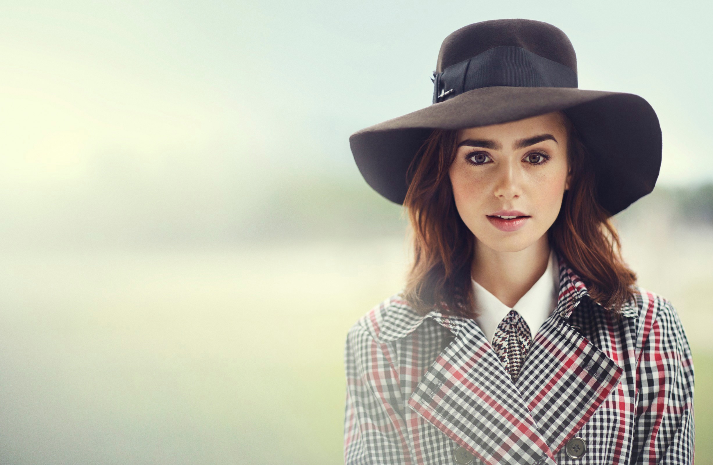 celebrity, lily collins, actress, brunette, english, hat