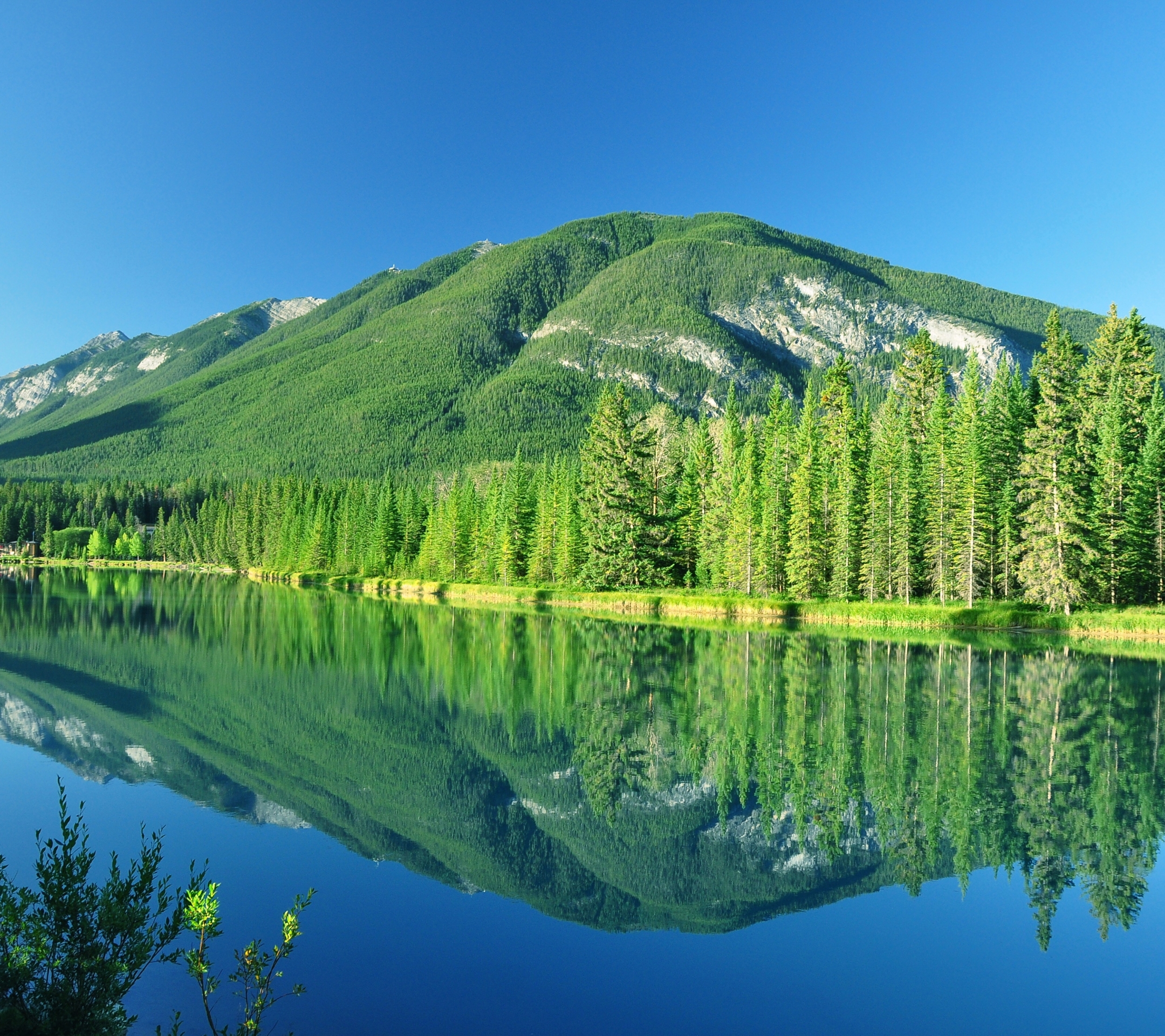 Free download wallpaper Landscape, Mountain, Lake, Reflection, Canada, Forest, Tree, Earth, Banff National Park on your PC desktop