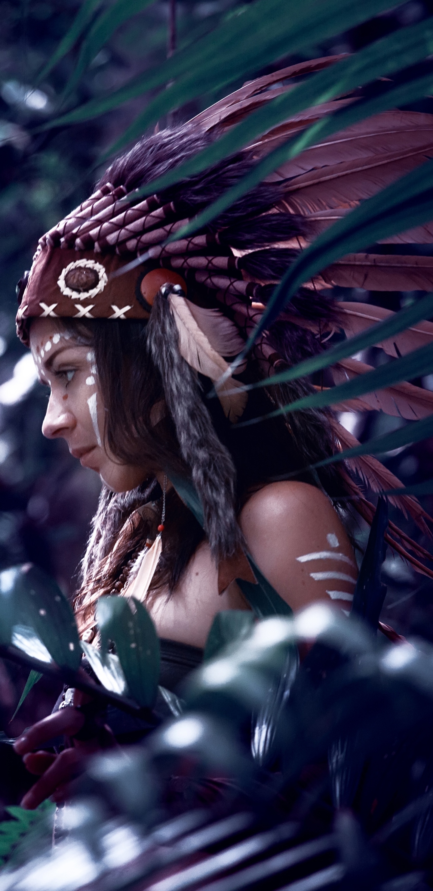 Download mobile wallpaper Feather, Women, Native American for free.