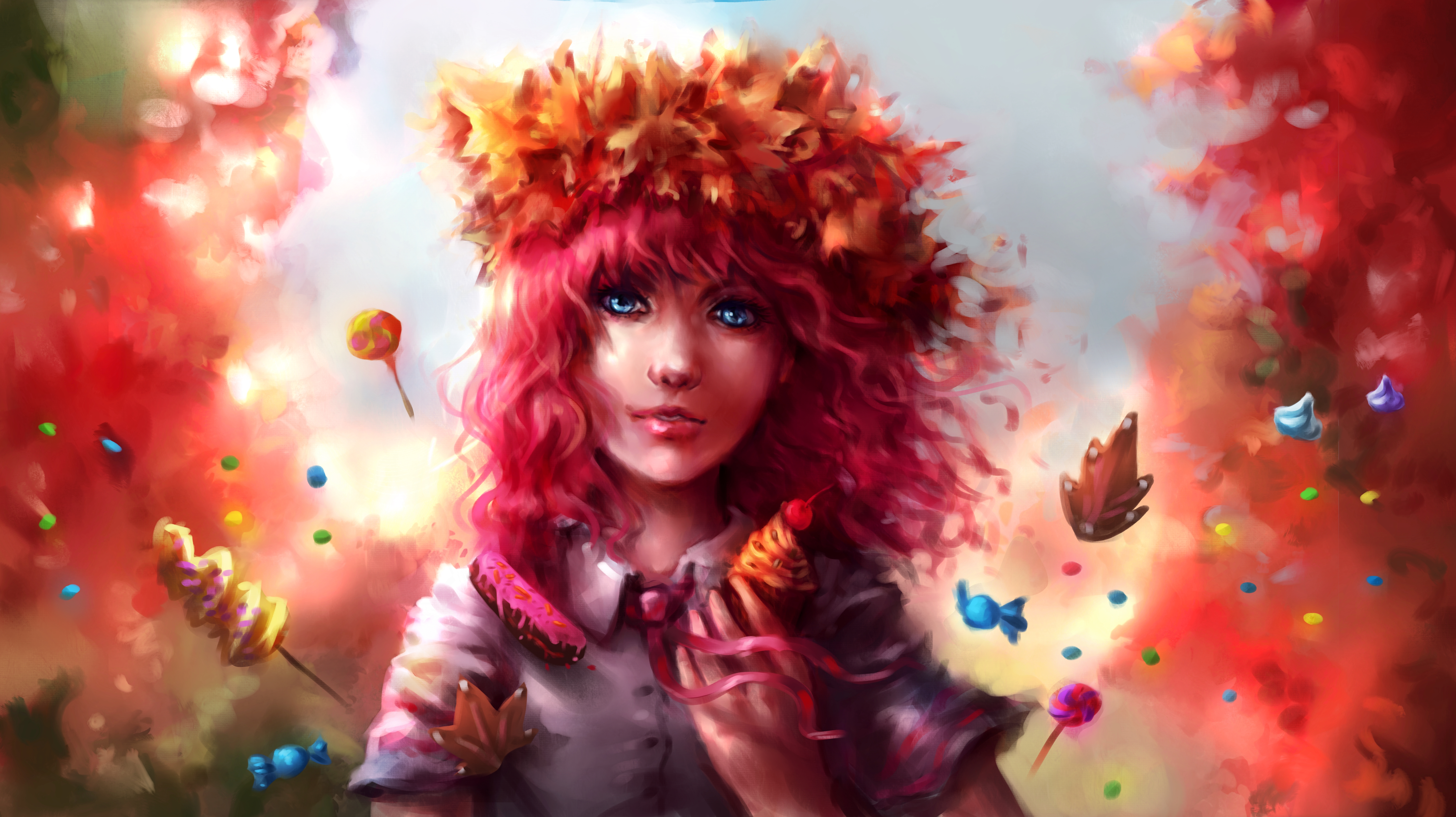 Free download wallpaper Fantasy, Fall, Dream, Sweets, Cupcake, Women, Candy on your PC desktop