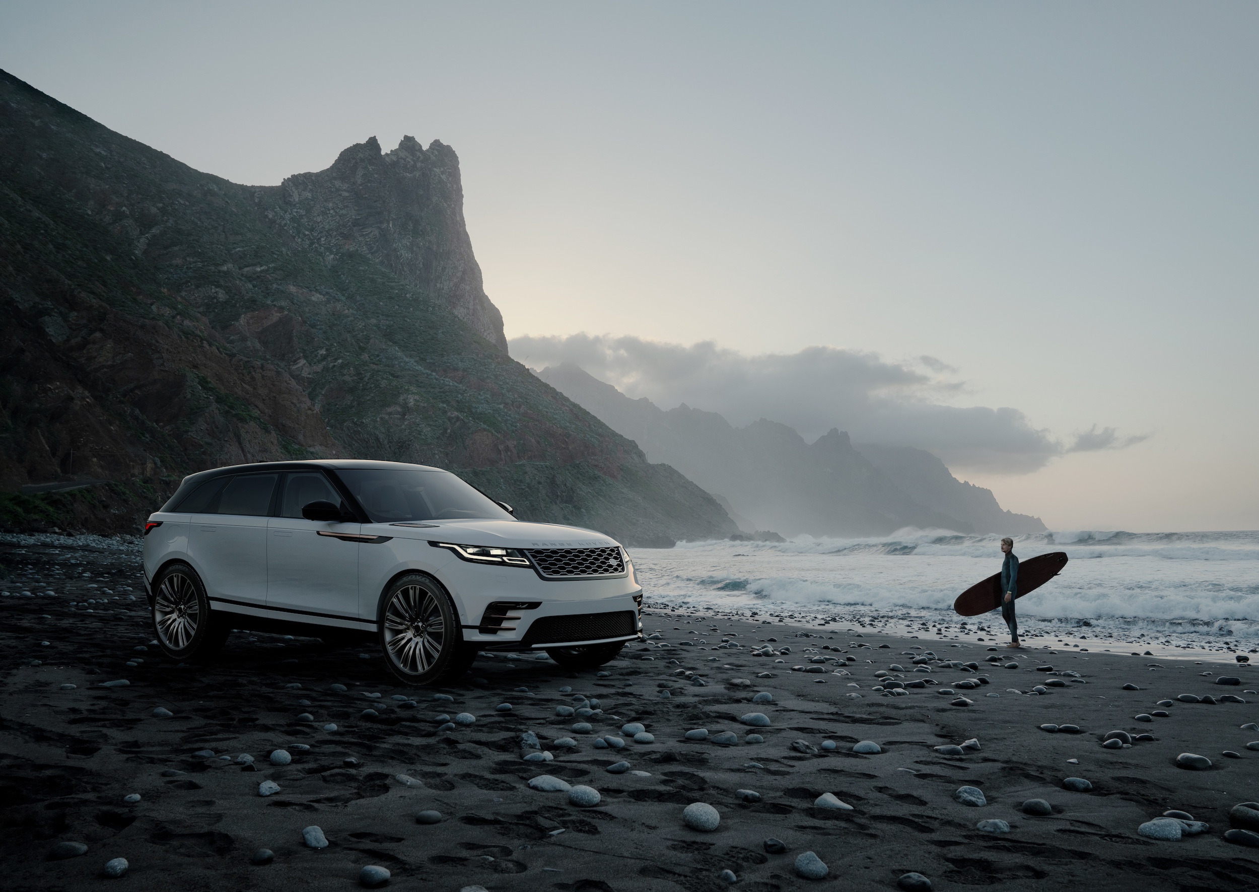 Download mobile wallpaper Beach, Range Rover, Car, Suv, Vehicles, White Car for free.