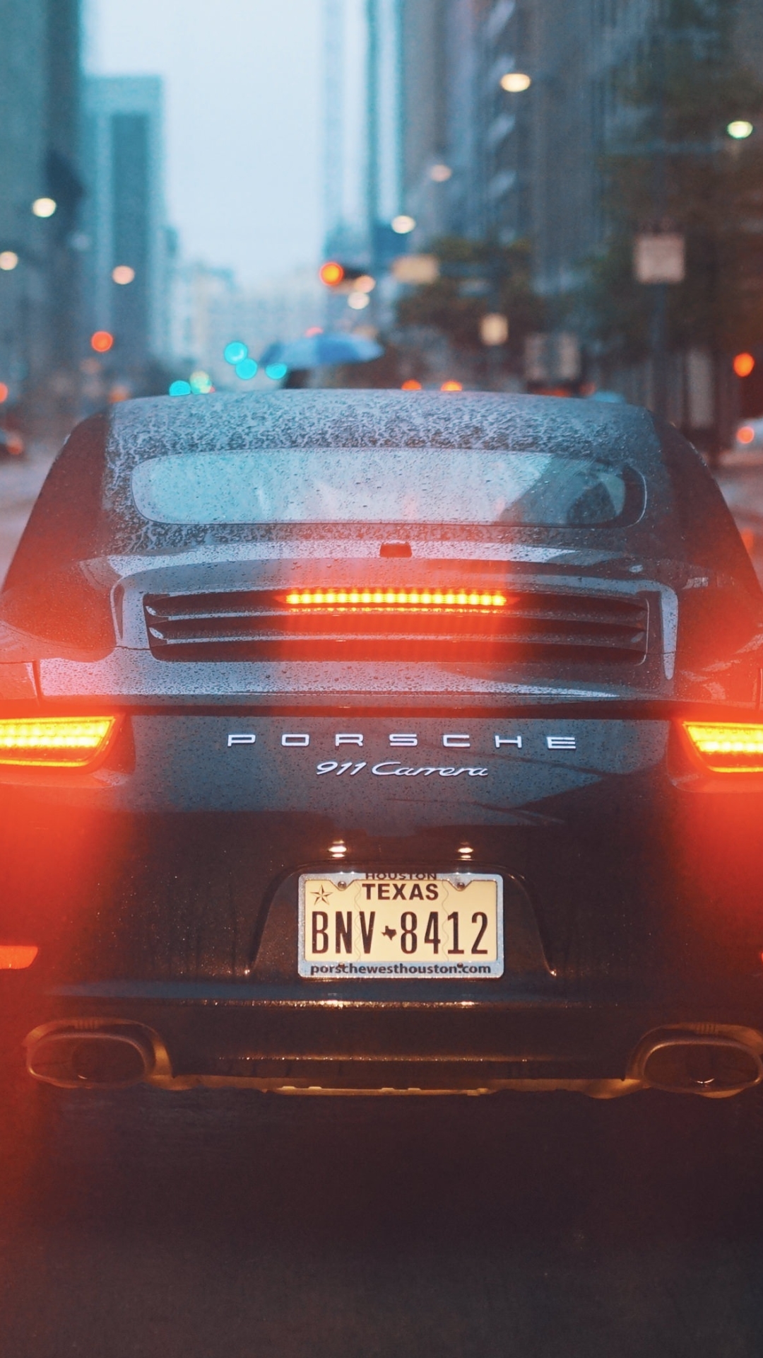Download mobile wallpaper Porsche, Rain, Road, Car, Street, Vehicle, Vehicles, Porsche 911 Carrera, Black Car for free.