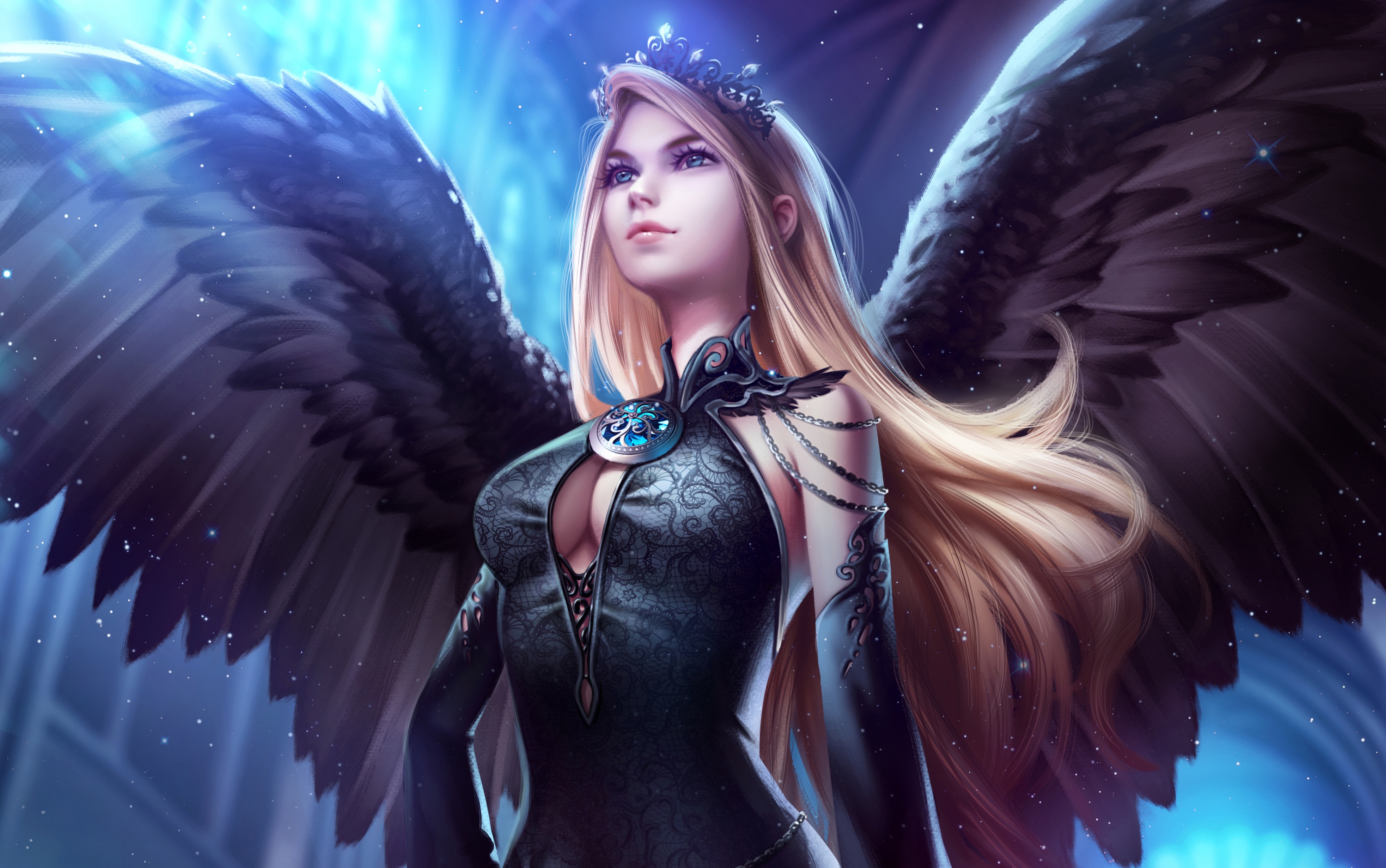 Laden Sie das Engel, Flügel, Blaue Augen, Blondinen, Computerspiele, Lange Haare, Legende Der Kryptiden, Tiara-Bild kostenlos auf Ihren PC-Desktop herunter