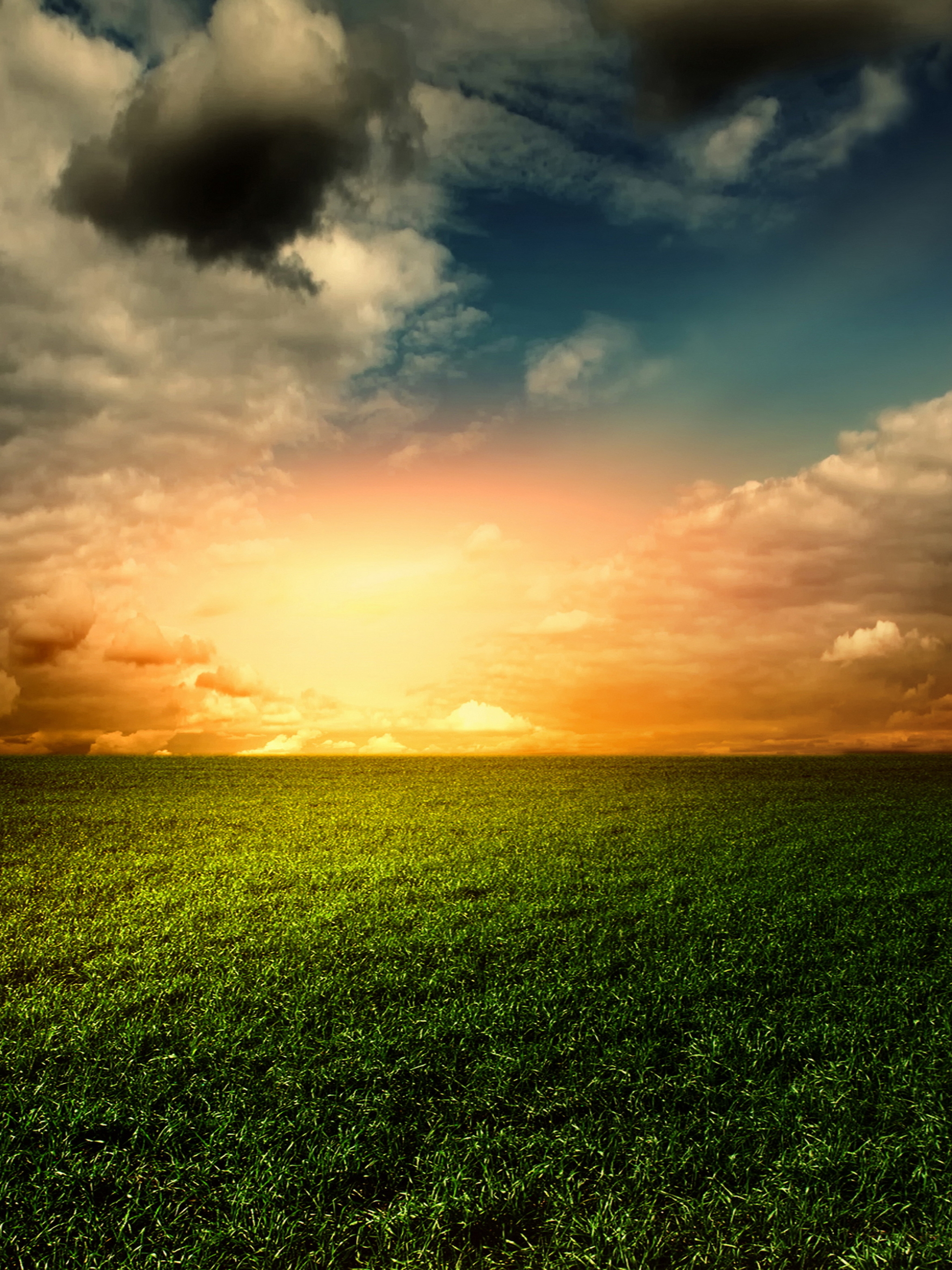 Download mobile wallpaper Sunset, Grass, Sky, Earth, Field, Cloud for free.