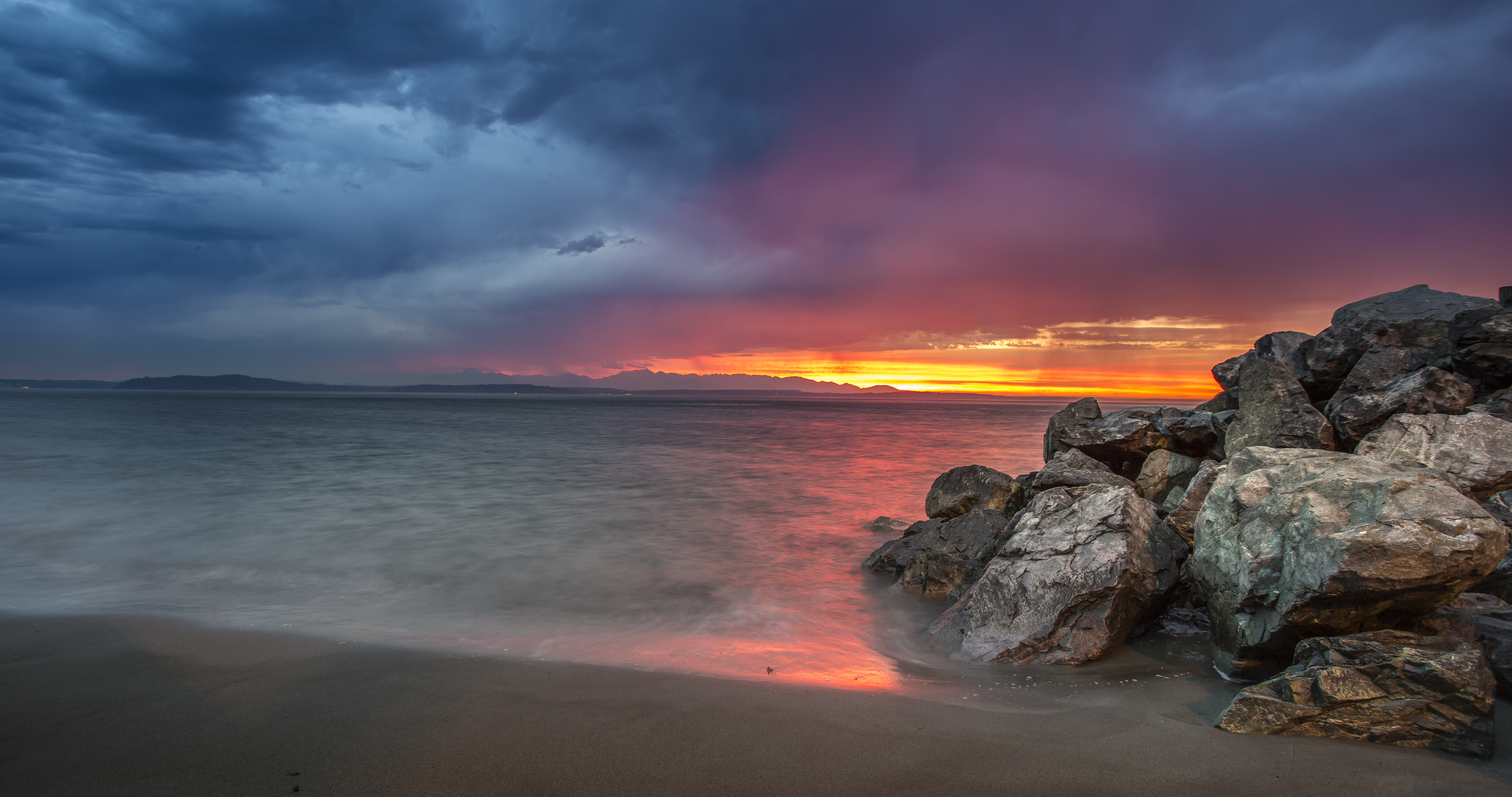 Free download wallpaper Sunset, Sky, Sea, Beach, Ocean, Earth on your PC desktop